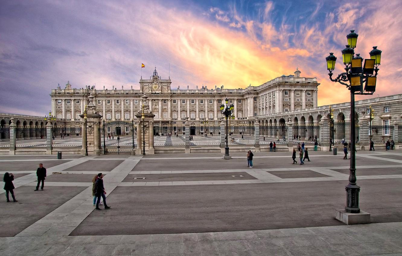 Wallpaper the sky, clouds, area, lantern, Spain, Palace, Madrid, Royal palace of Madrid image for desktop, section город