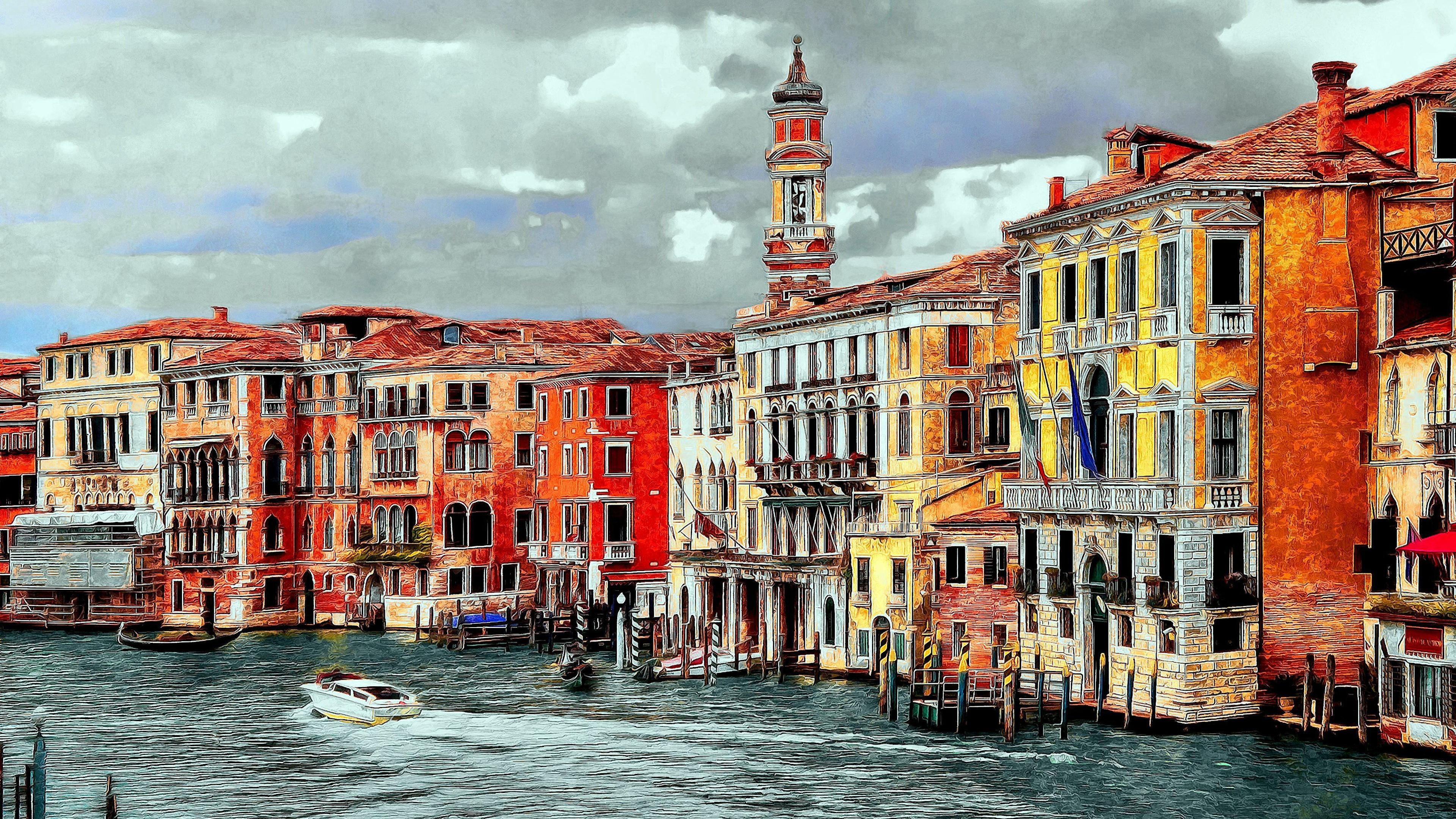 Photos Venice Italy Grand Canal Cities Houses 3840x2160