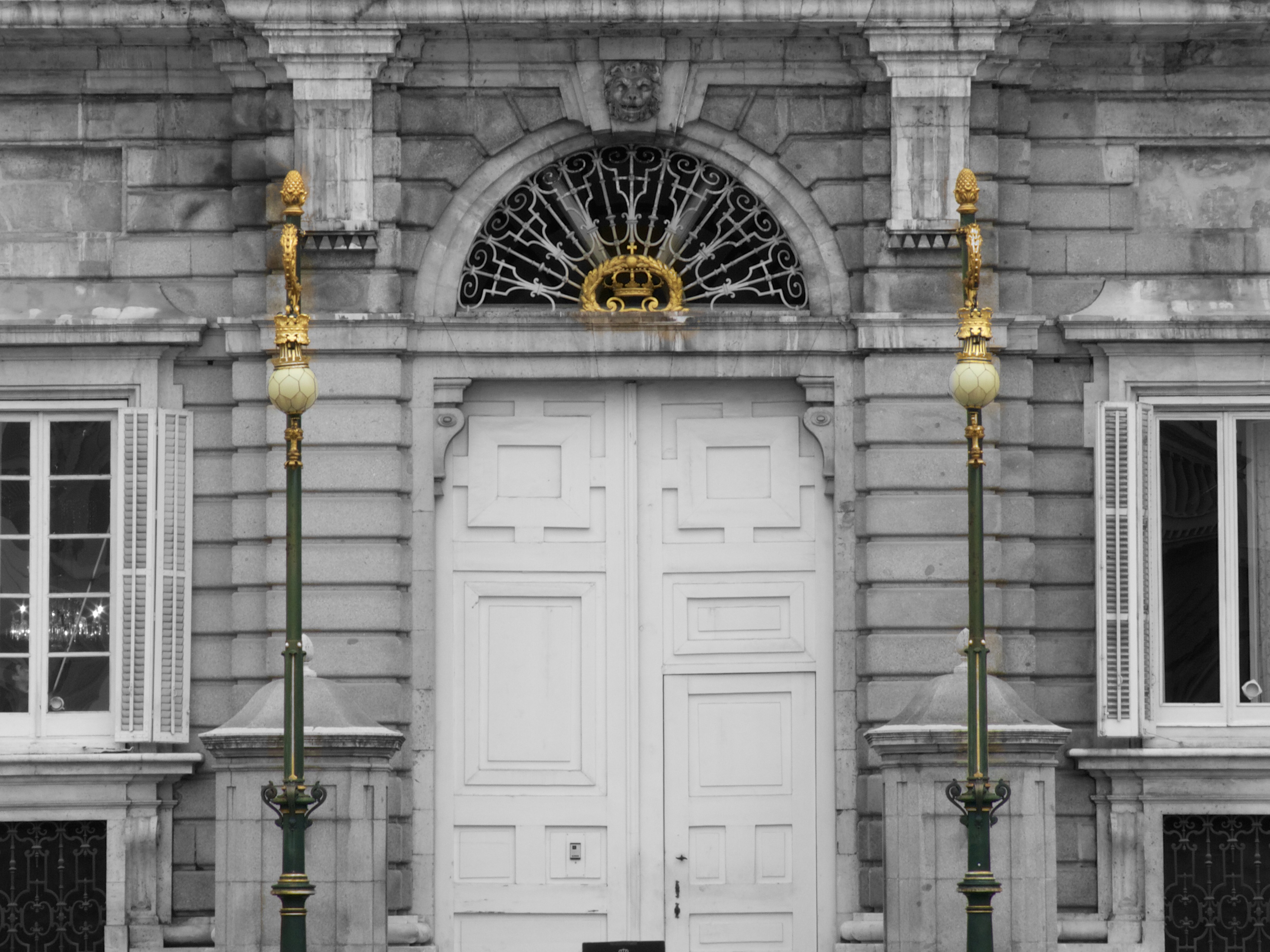 Entrance Door Royal Palace of Madrid from Plaza de Oriente