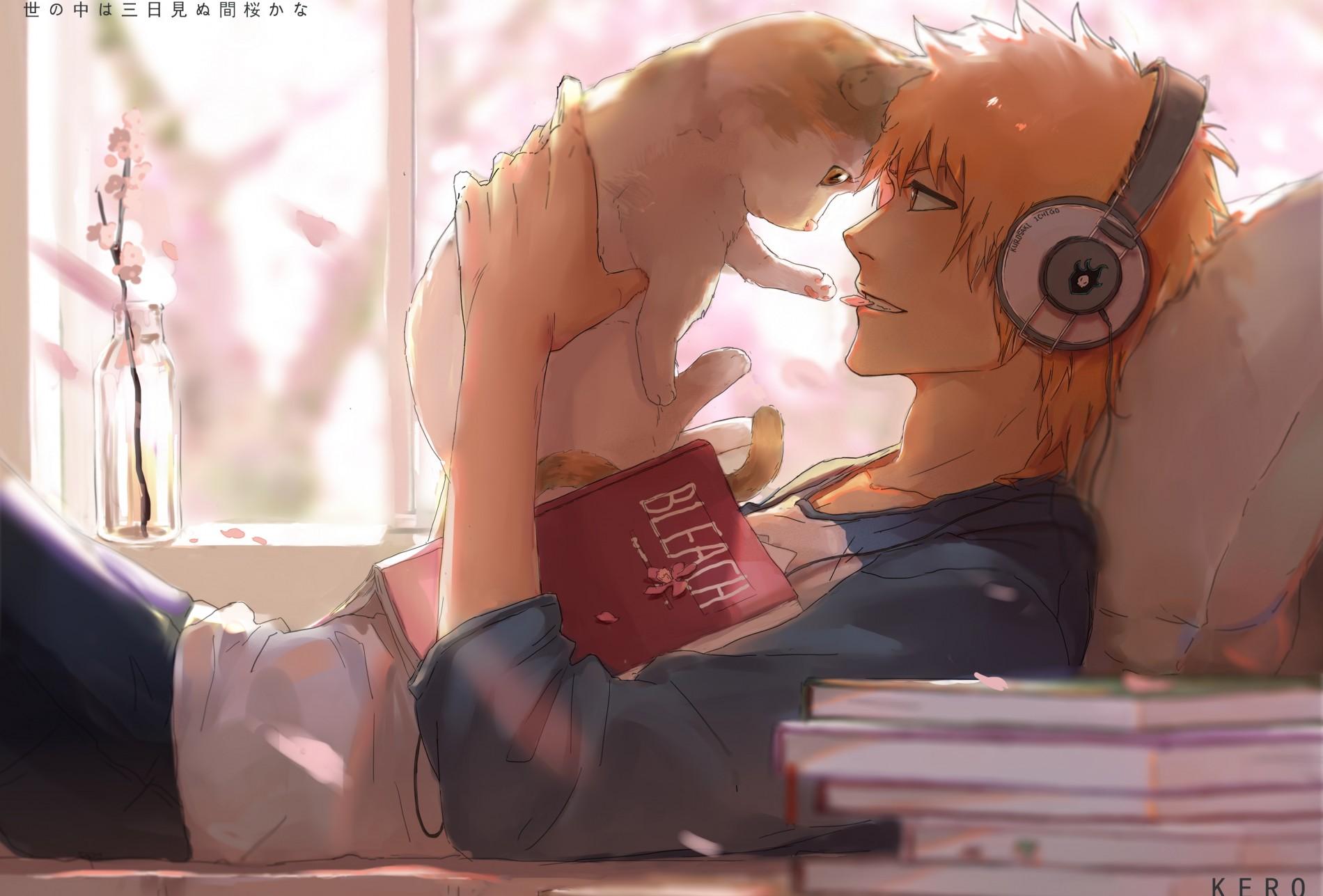 Download 1900x1287 Bleach, Kurosaki Ichigo, Lying Down, Playing With