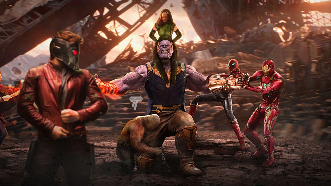 Wallpaper Avengers: Infinity War, Star Lord, Doctor Strange, Thanos
