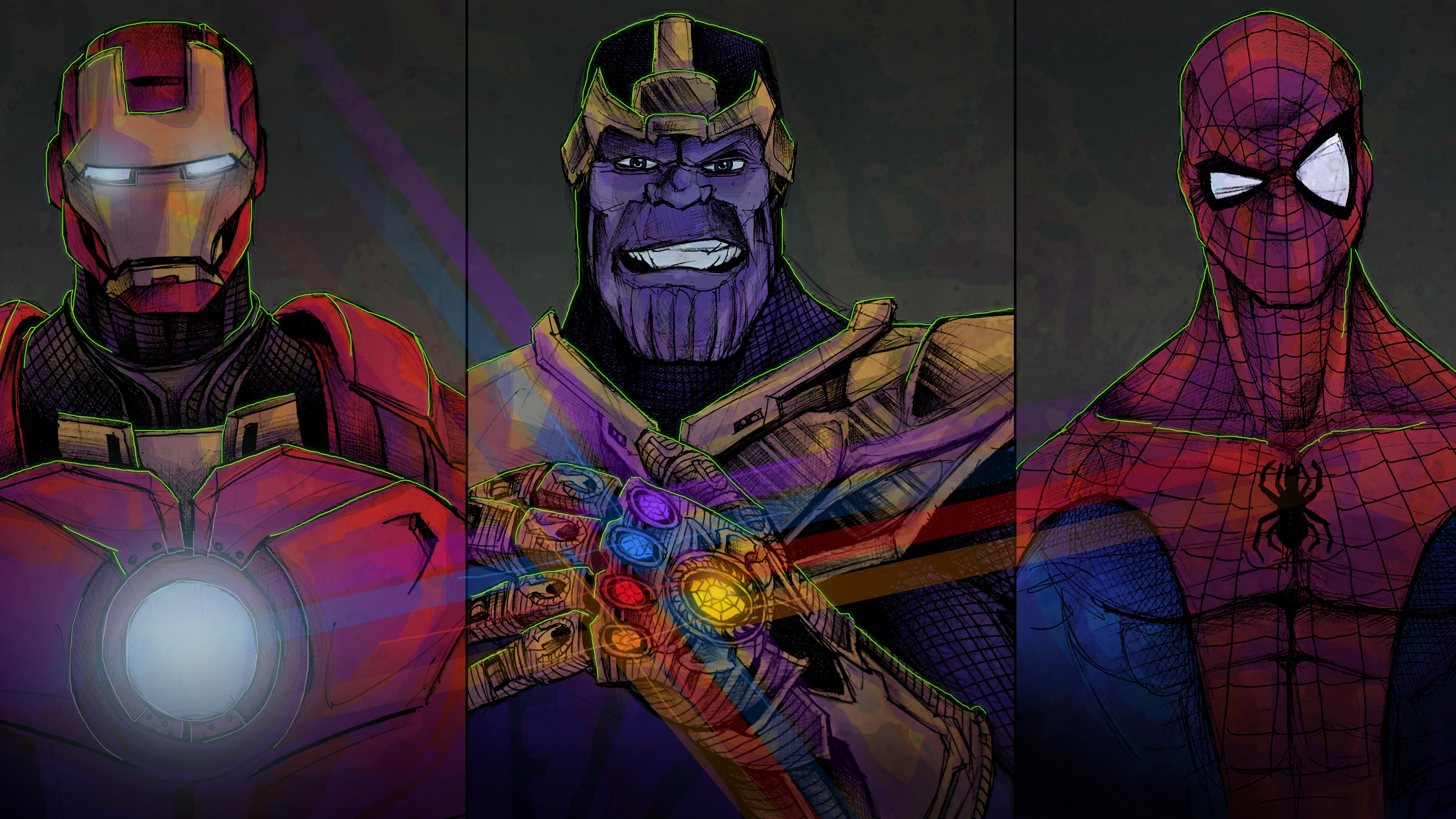 Iron Man Thanos Spiderman (8k)Wallpaper. HD Wallpaper Mafia