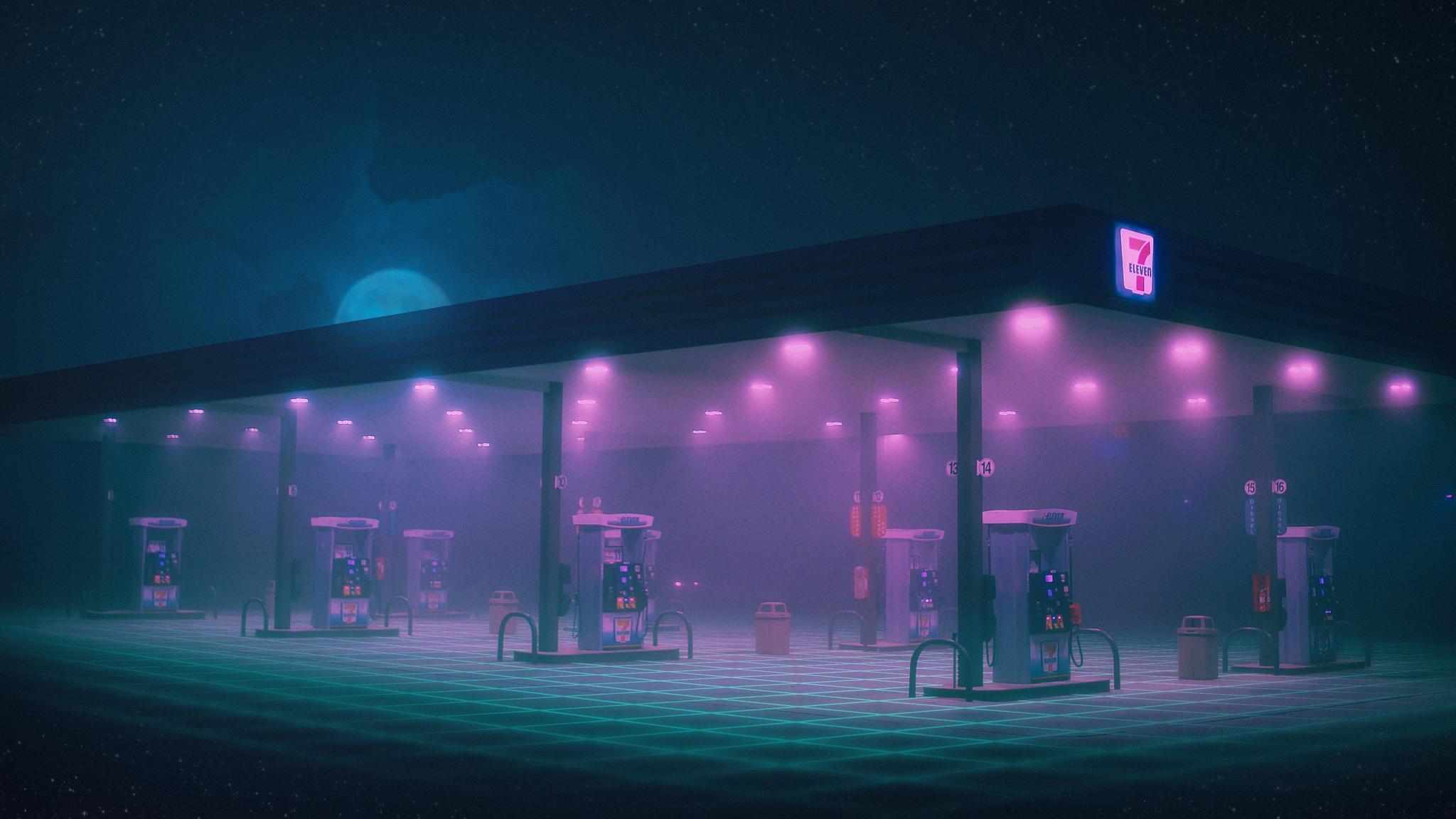 Gas Station Minimalist 2048x1152 Resolution HD 4k