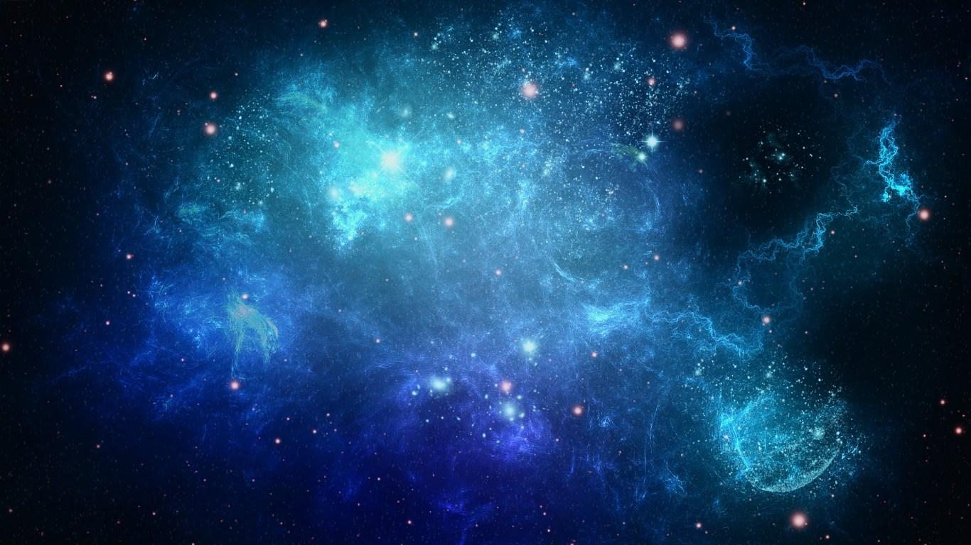 HD Background Beautiful Space Star Cluster Galaxy Blue Violet Gas