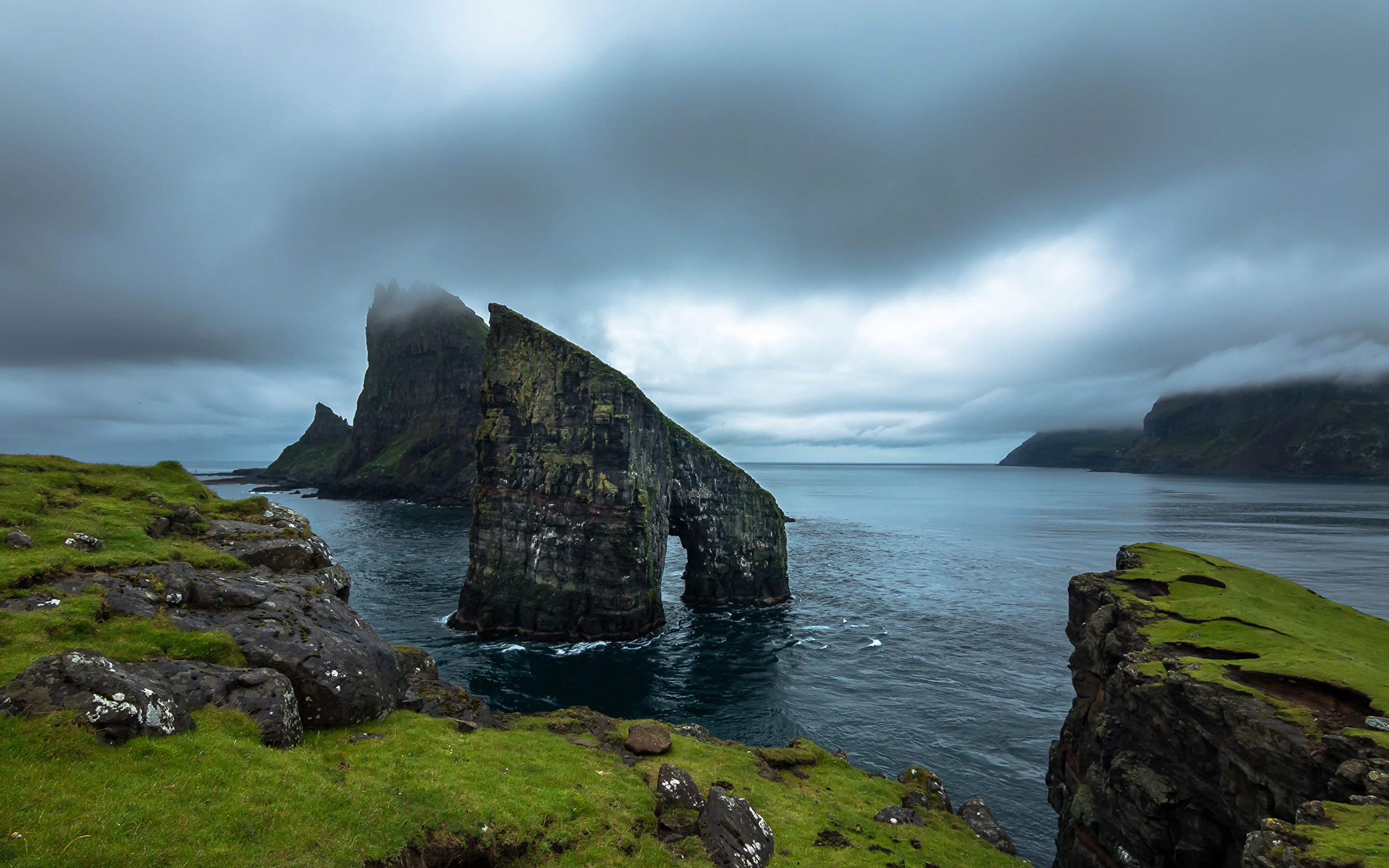 image Denmark Faroe Islands Vagar Cliff Nature Bay Coast 2880x1800