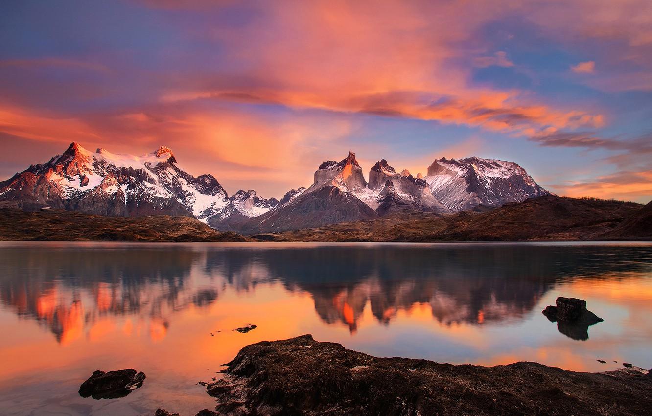 Wallpaper lake, Morning, Chile, South America, Patagonia, the Andes