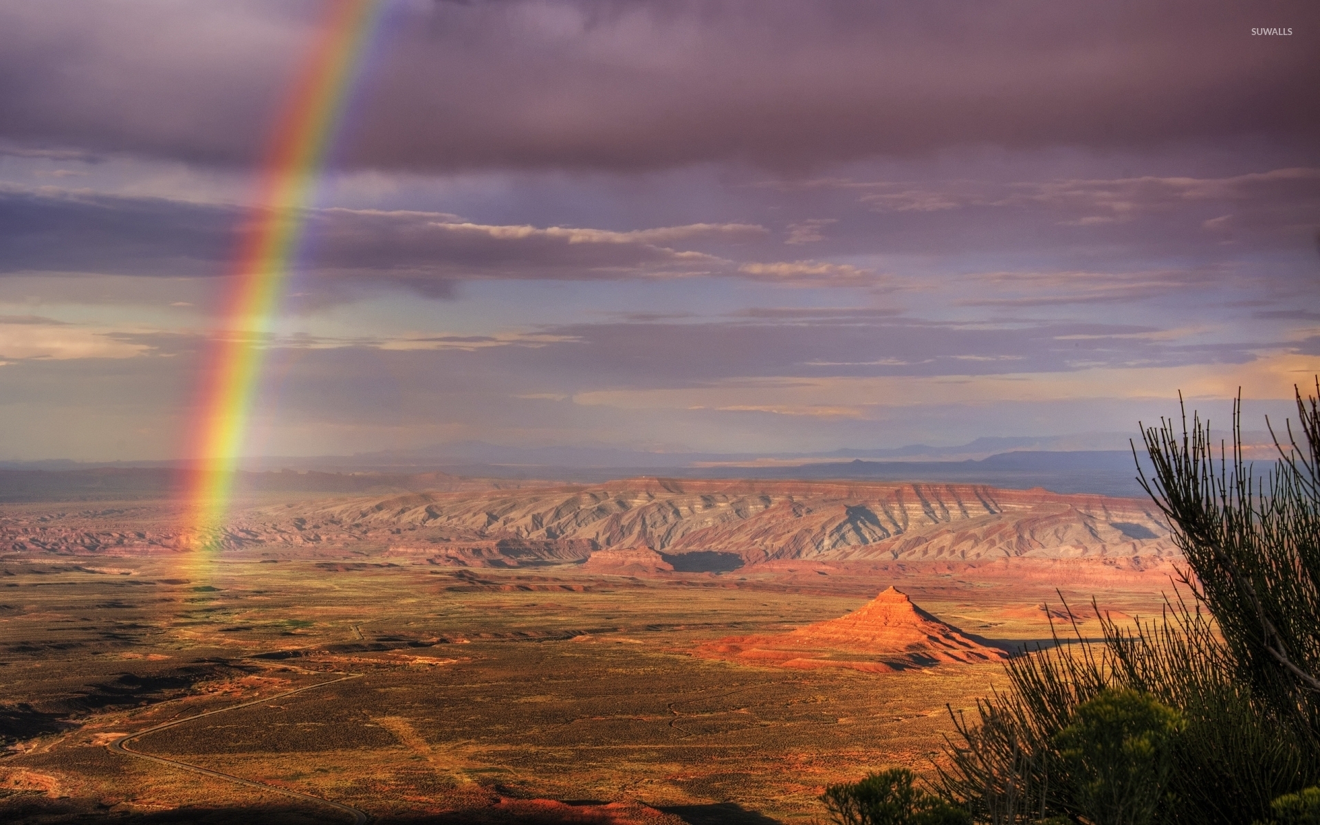 Rainbow over Atacama Desert in Chile wallpaper wallpaper