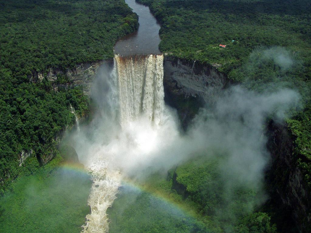 Kaieteur Falls m tall waterfall in the rainforest