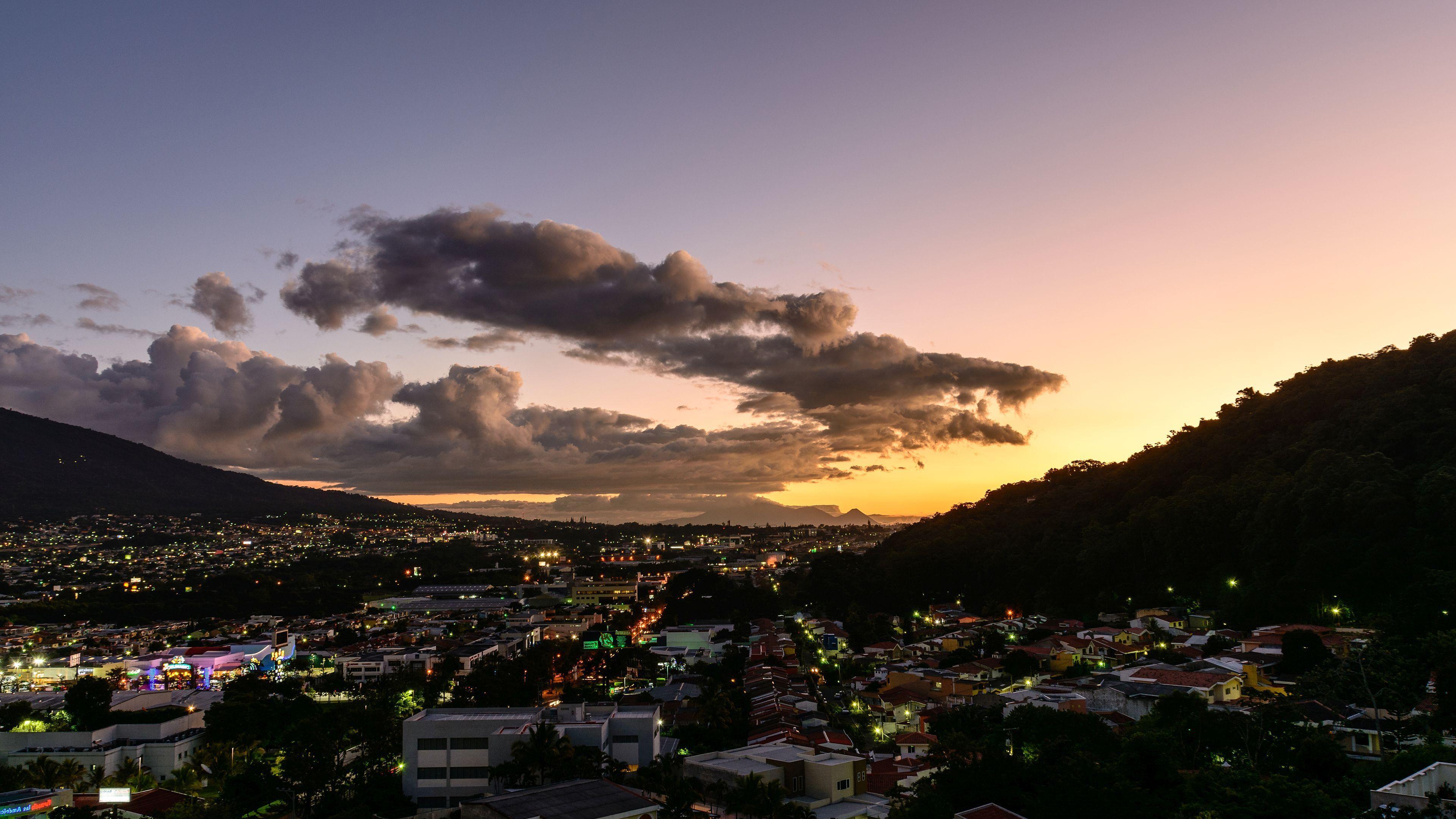 San Salvador after the sunset HD desktop wallpaper, Widescreen