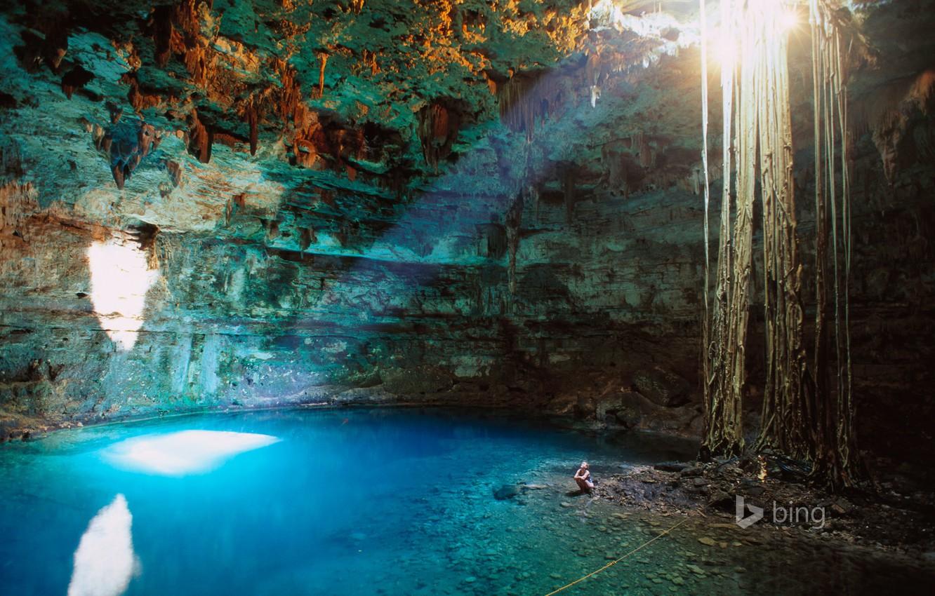 Wallpaper water, light, Mexico, cave, failure, Valladolid, Cenote