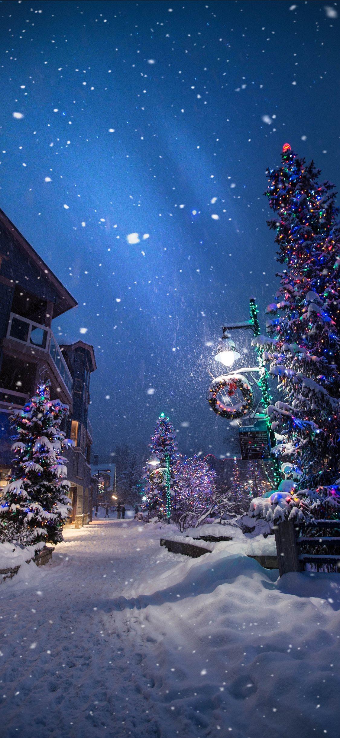 Magic in the Whistler Village iPhone X Wallpaper Download. iPhone