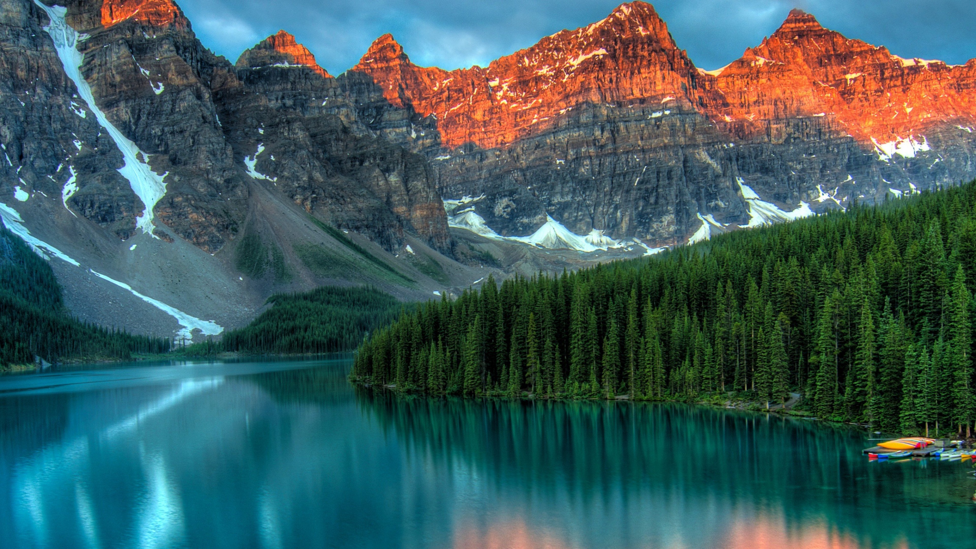Wallpaper Moraine Lake, Banff, Canada, mountains, forest, 4k, Nature