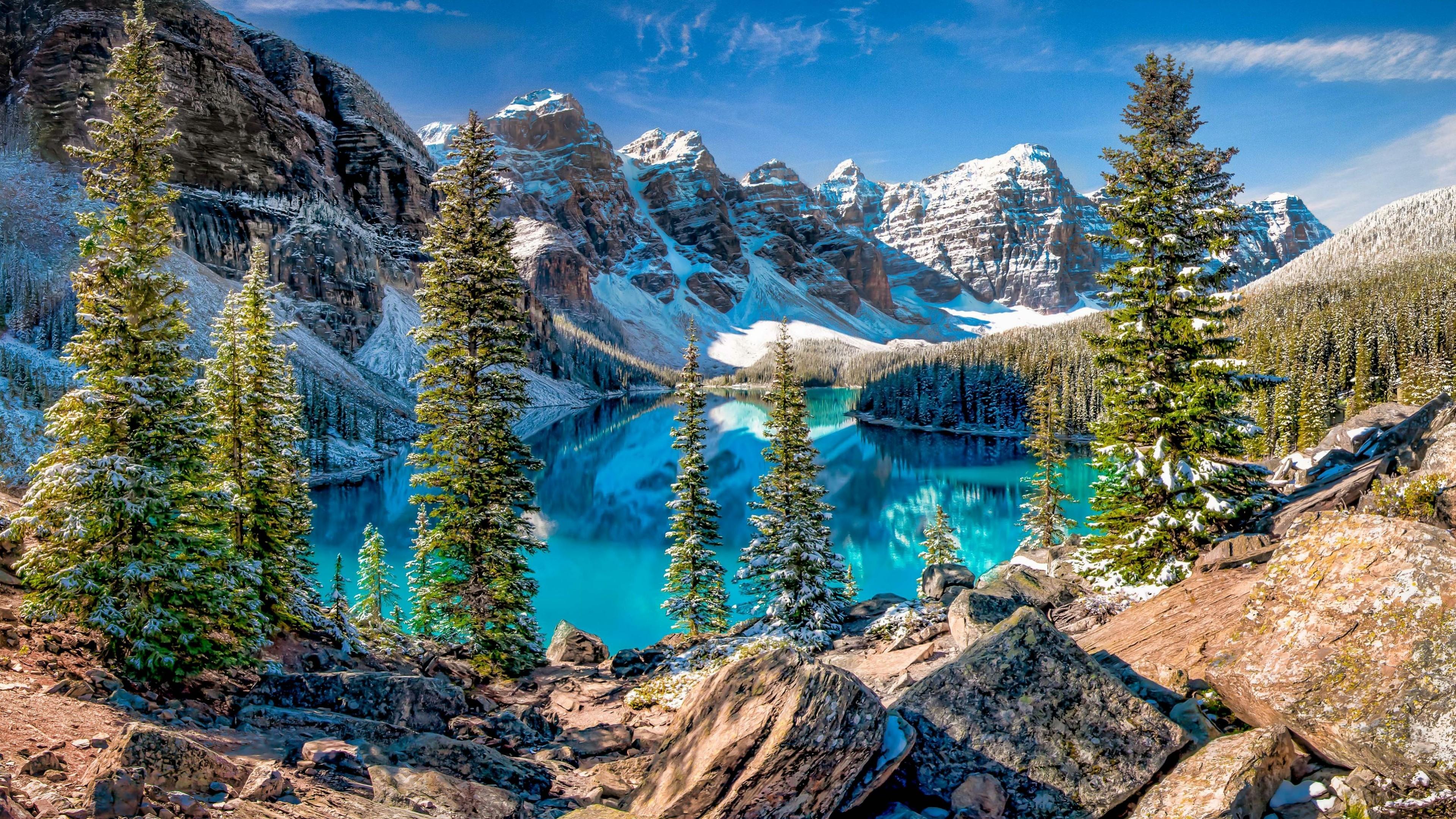 Moraine Lake In The Valley Of The Ten Peaks 4K UltraHD Wallpaper