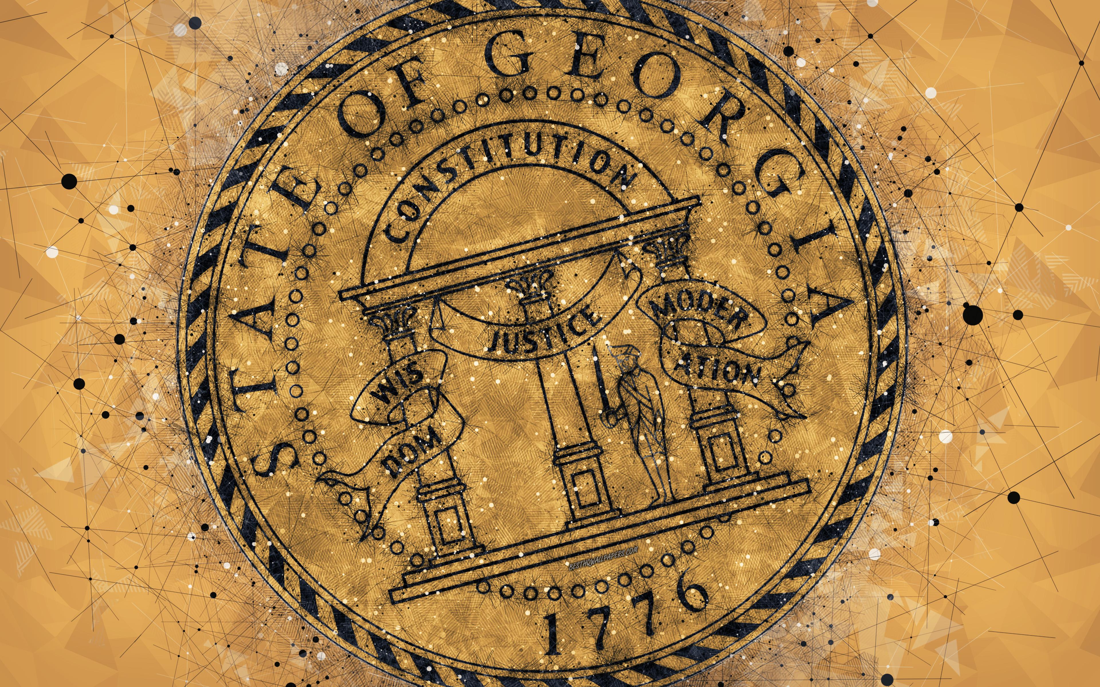 Download wallpaper Seal of Georgia, 4k, emblem, geometric art