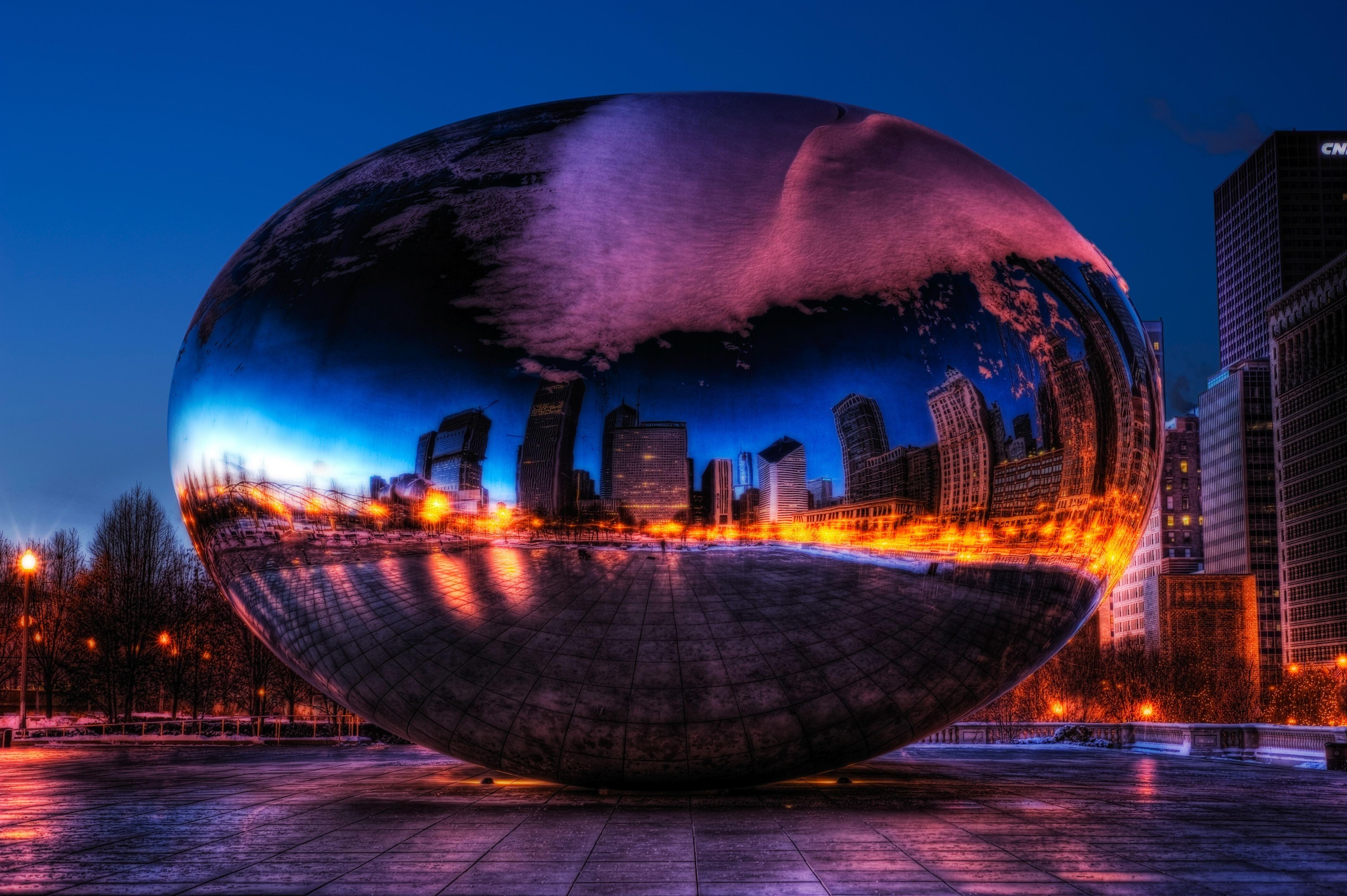 Wallpaper Chicago, millennium park, Spaceship Earth, monument
