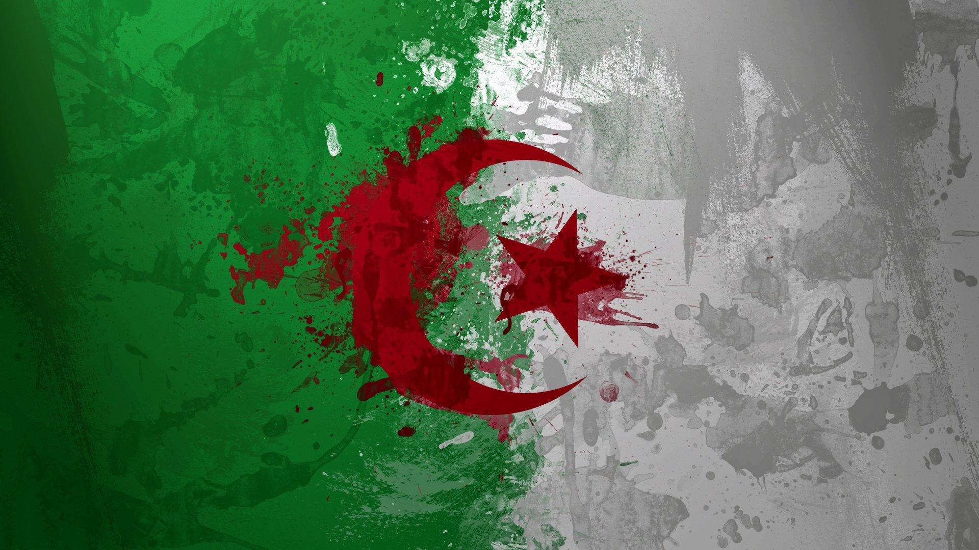 algeria flag paint HD wallpaper