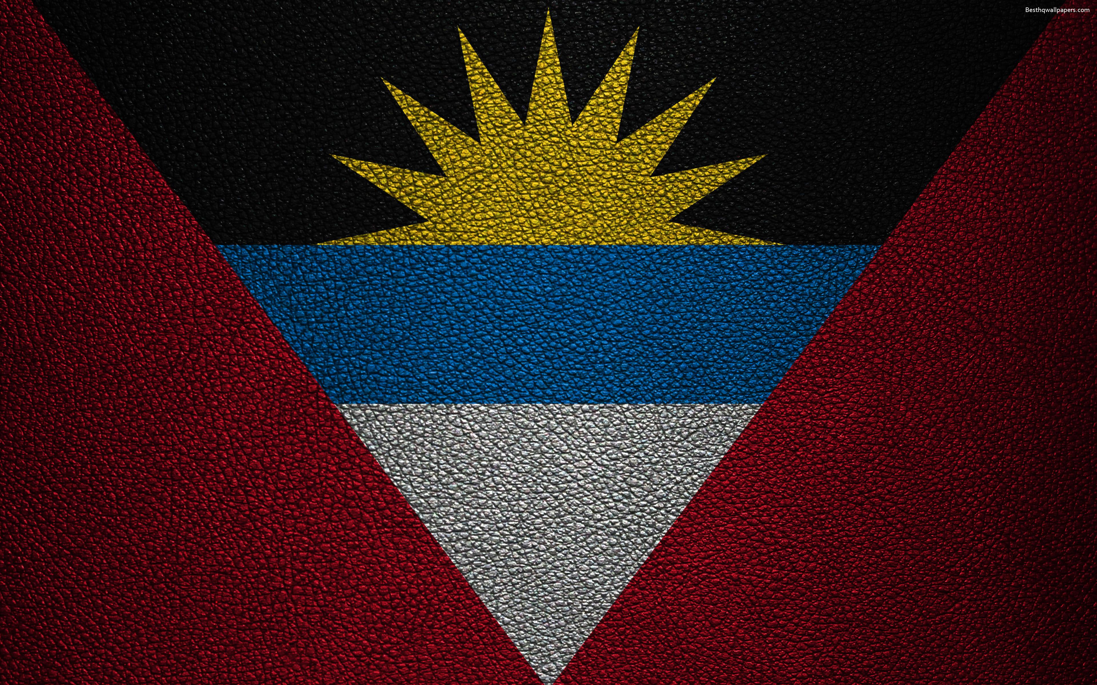 Download wallpaper Flag of Antigua and Barbuda, 4K, leather texture