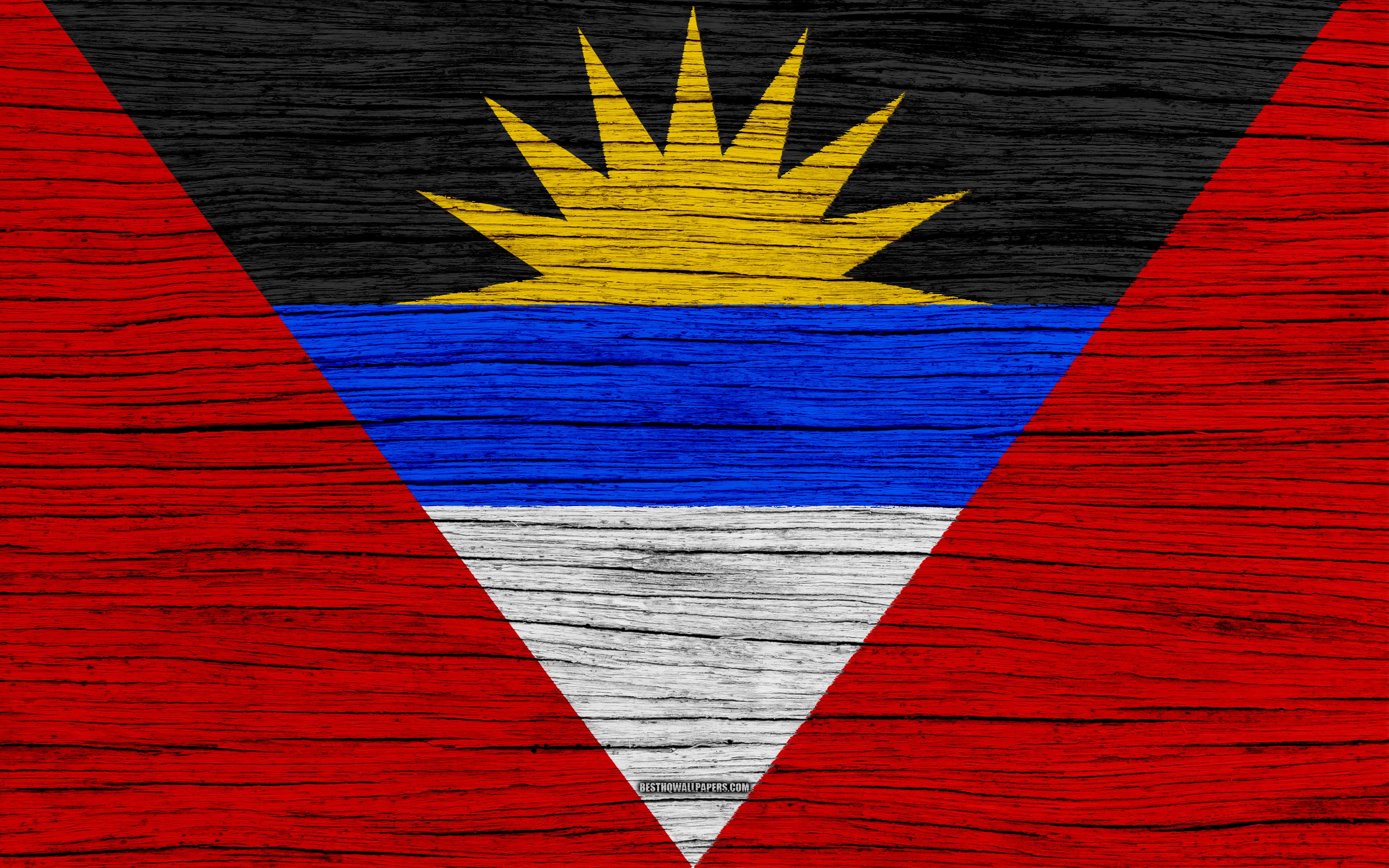 Download wallpaper Flag of Antigua and Barbuda, 4k, North America