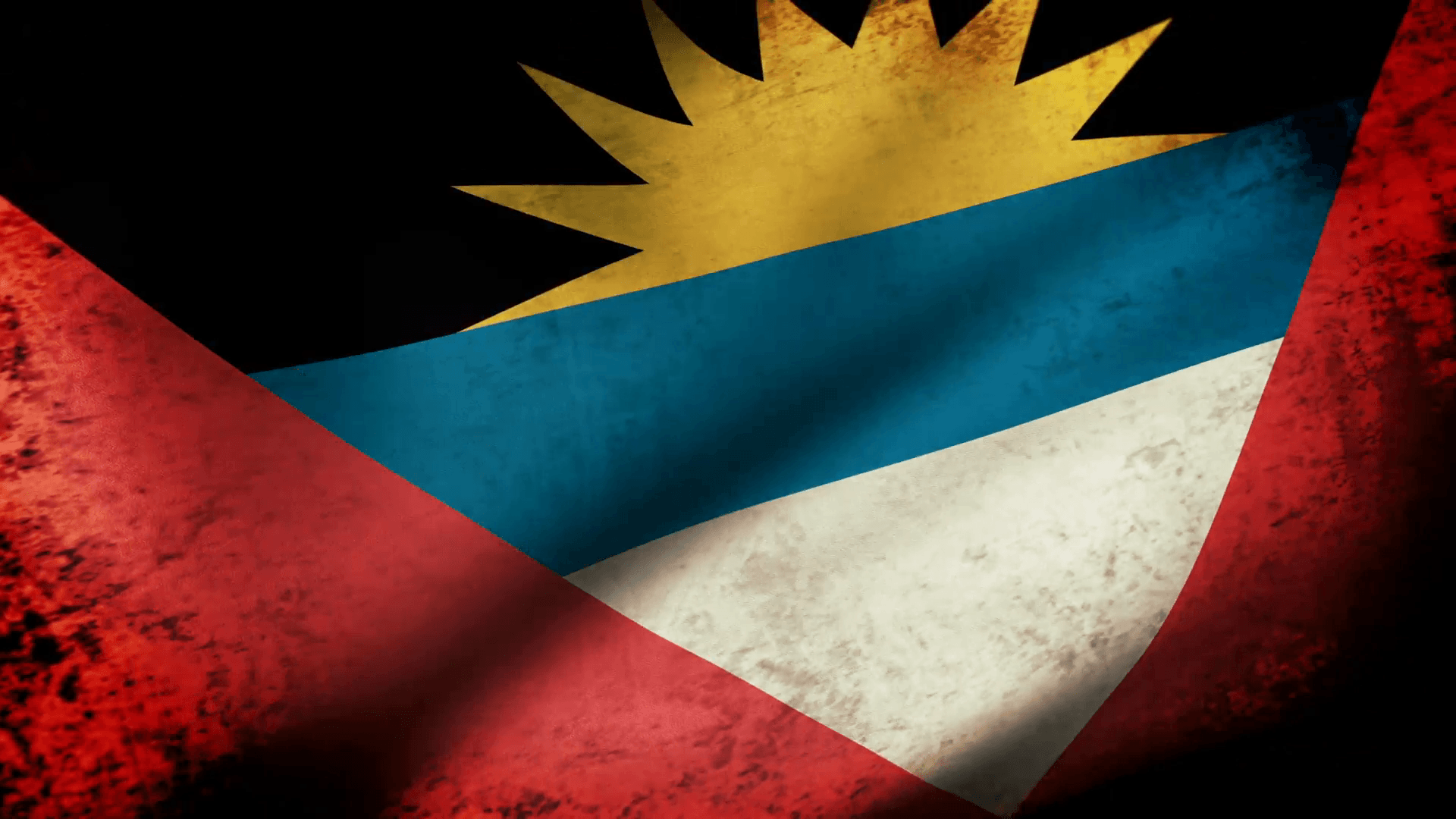 Antigua and Barbuda Flag Waving, grunge look Motion Background