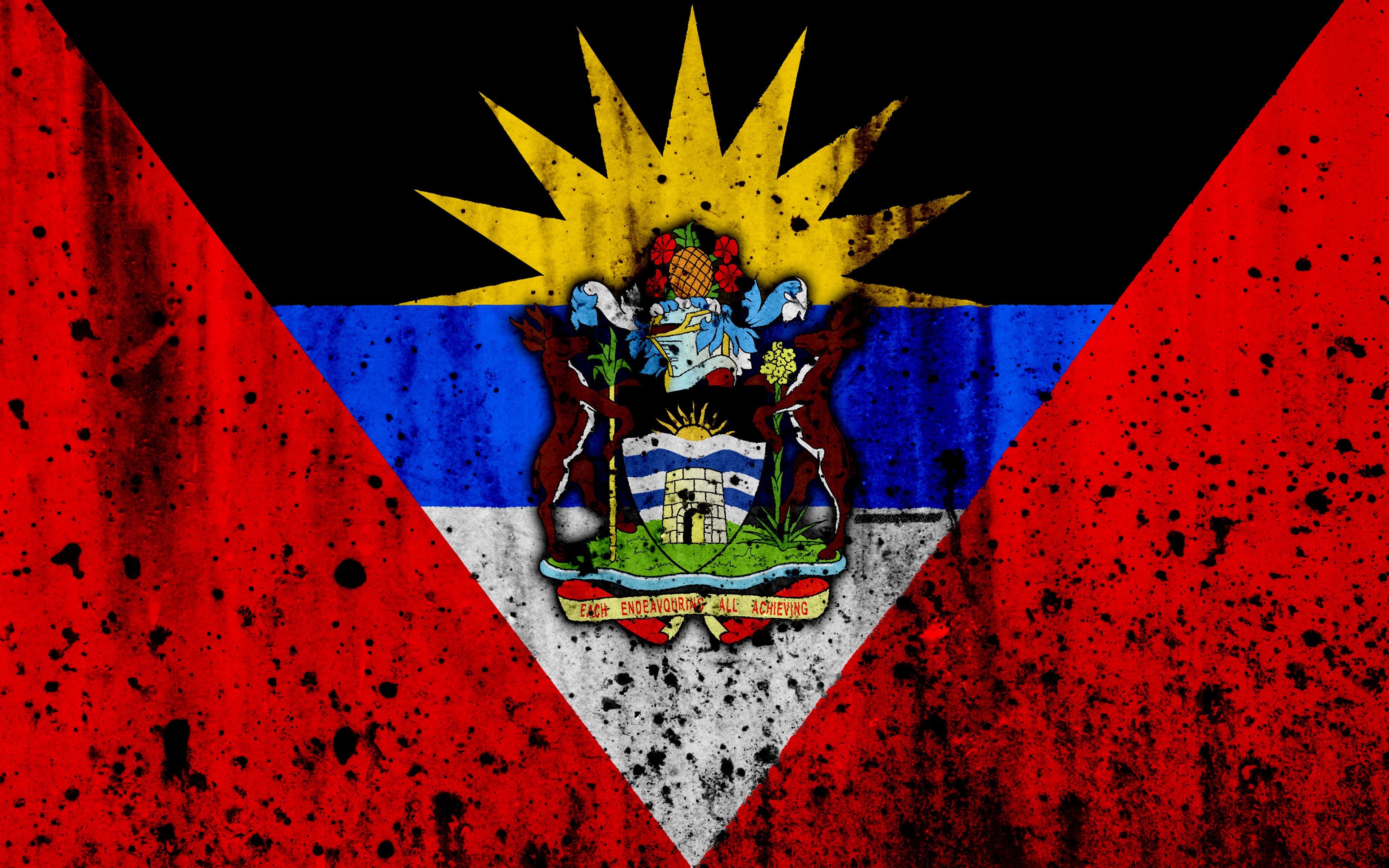 Download wallpaper Antigua and Barbuda flag, 4k, grunge, flag