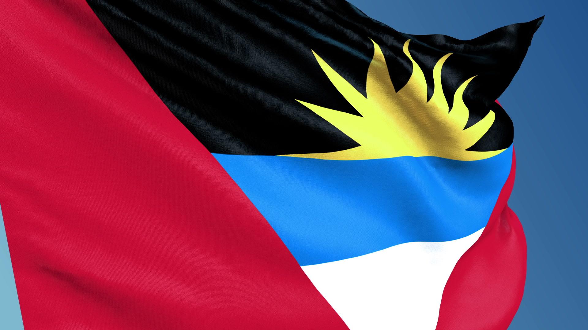 Antigua and Barbuda flag waving. 3D render seamless loop Hi Res