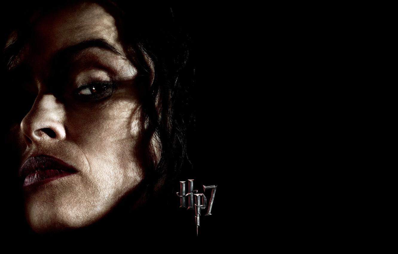 Wallpaper face, black background, Helena Bonham Carter, Harry Potter