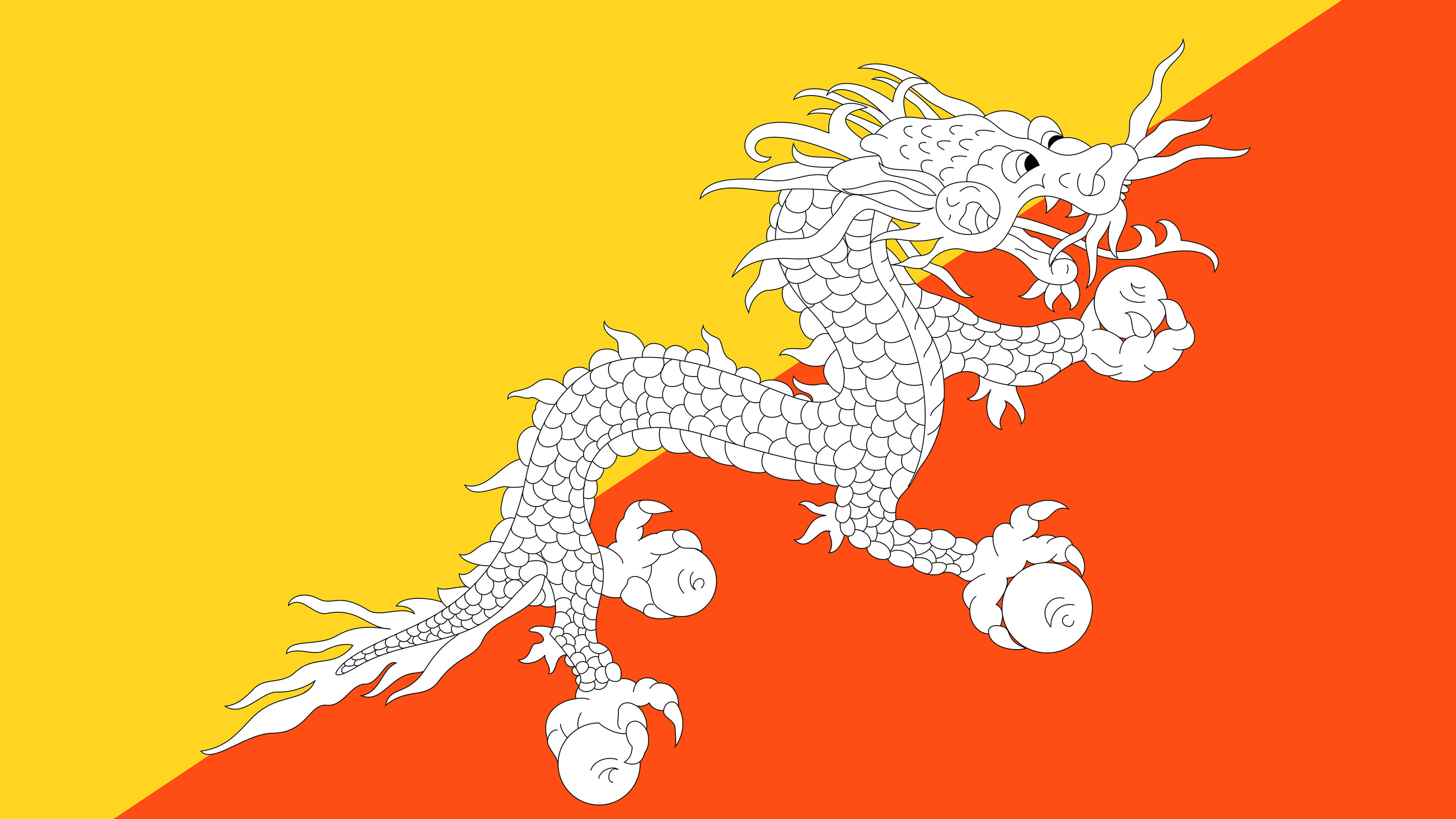 Bhutan Flag UHD 4K Wallpaper