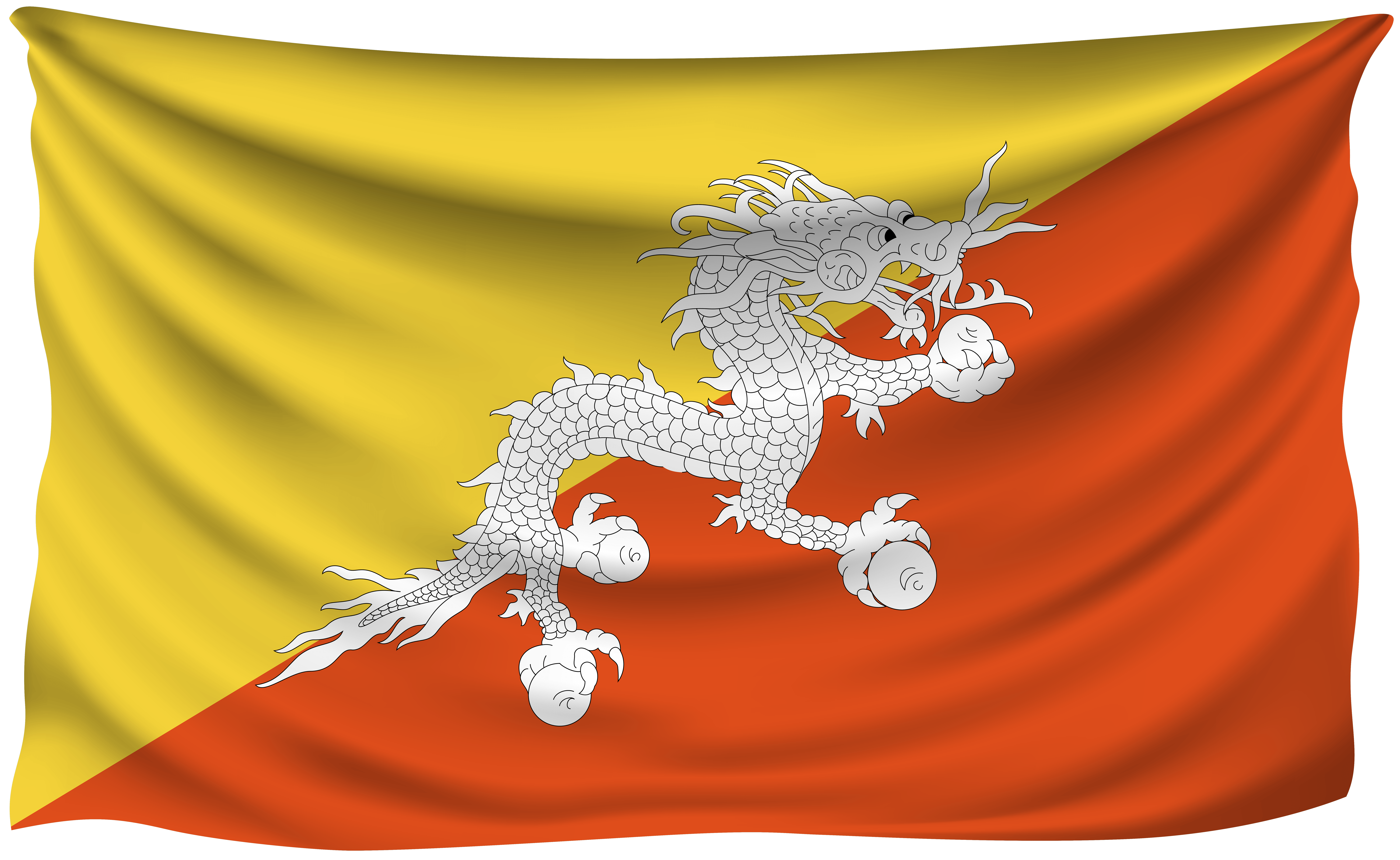 Bhutan Wrinkled Flag Quality Image