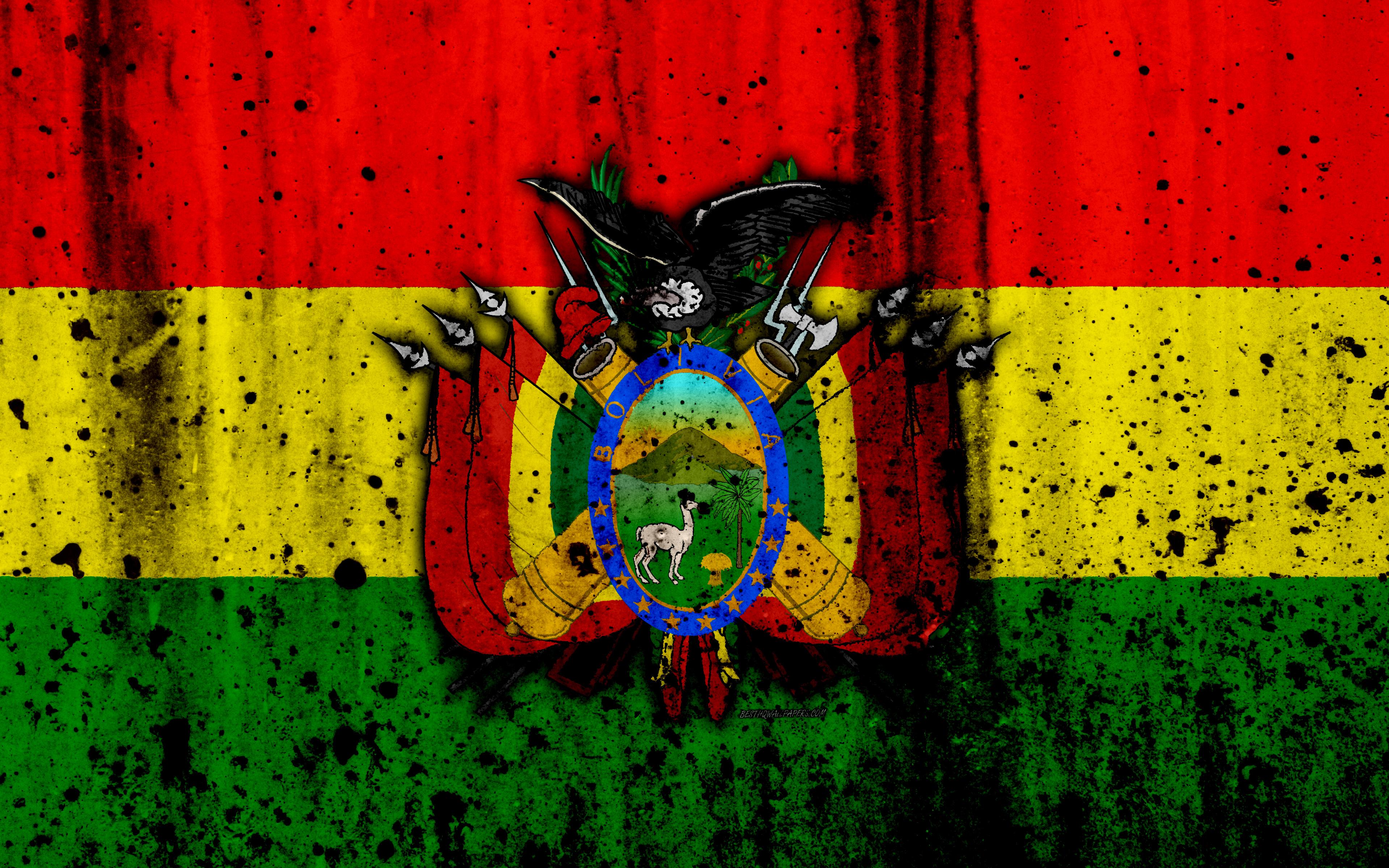 Download wallpaper Bolivian flag, 4k, grunge, flag of Bolivia