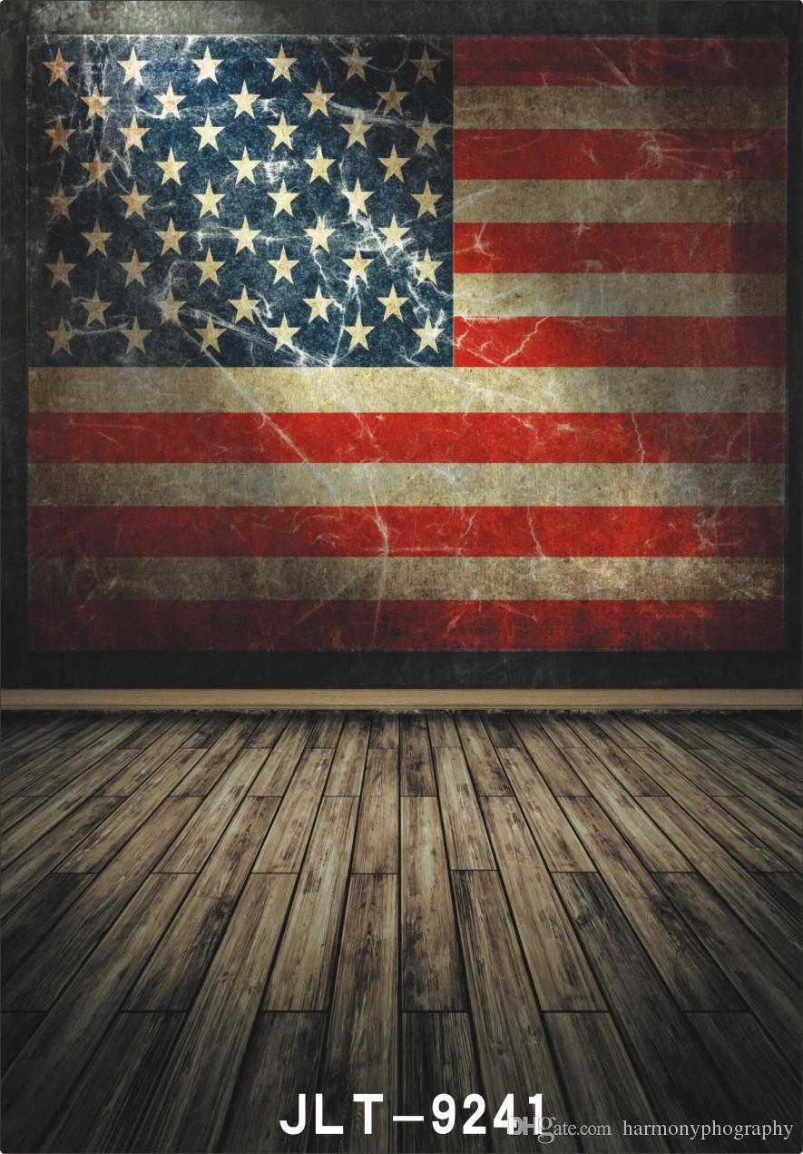 America Flag Wallpaper Wooden Floor Photography Background