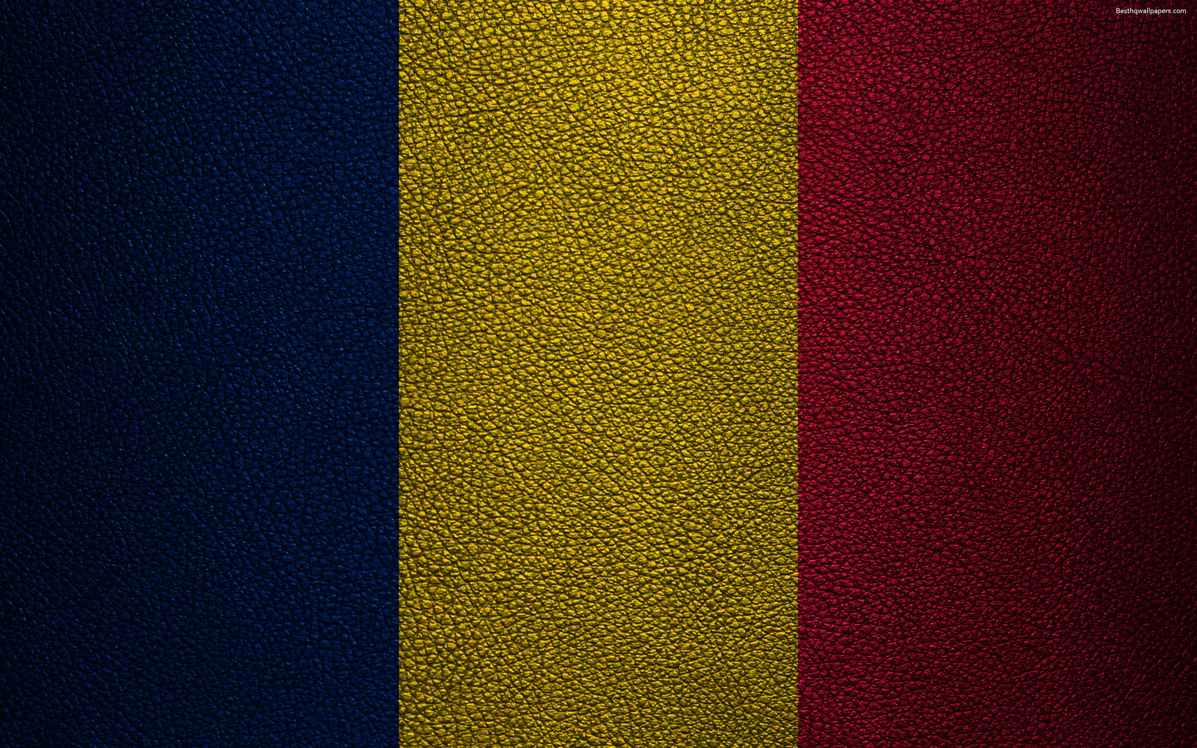 Download wallpaper Flag of Chad, Africa, 4k, leather texture, Chad