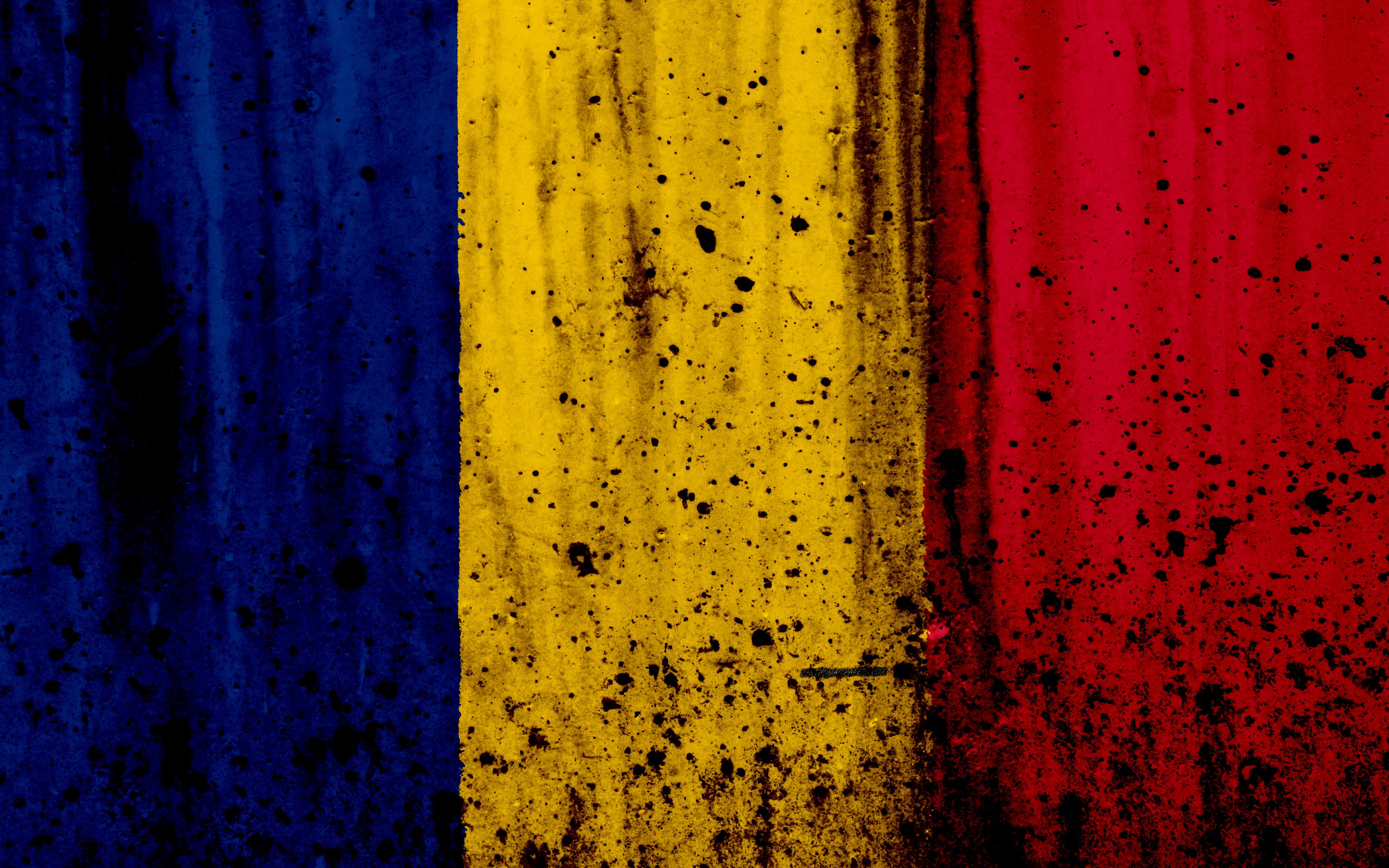 Download wallpaper Chad flag, 4k, grunge, flag of Chad, Africa