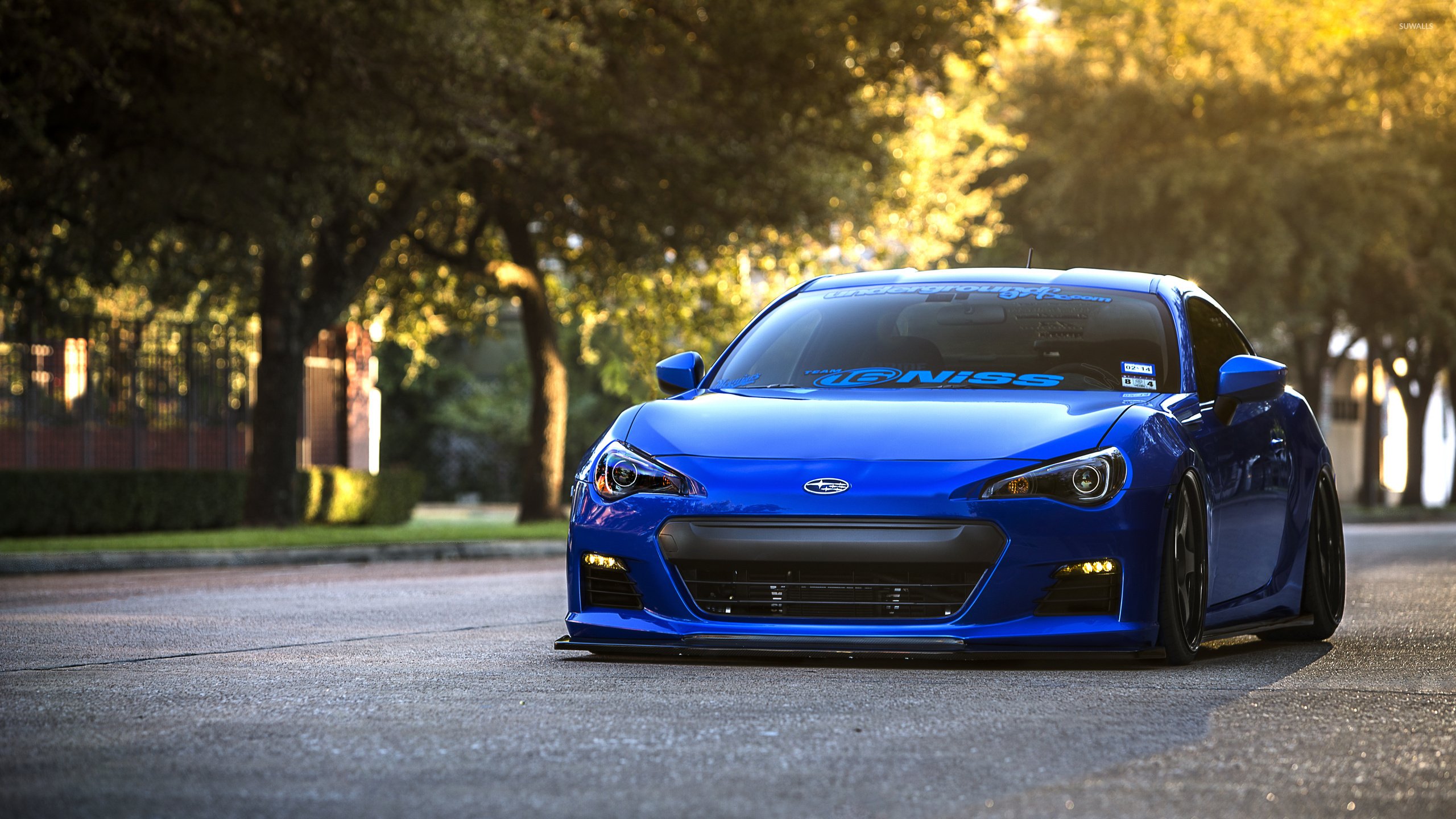 Blue Subaru BRZ on the road wallpapers