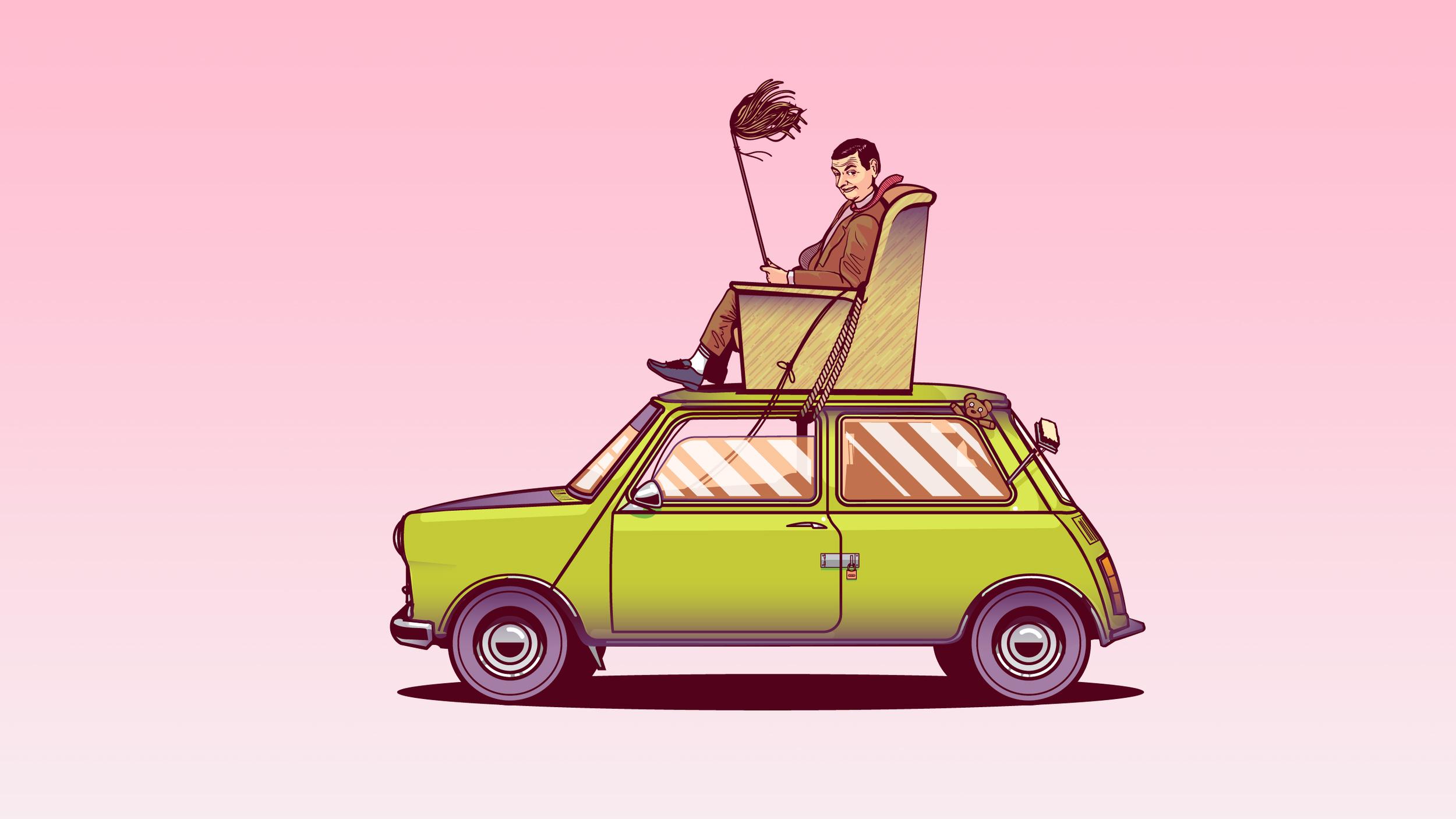 Mr Bean Sitting On Top Of His Car Vector Art, HD Funny, 4k
