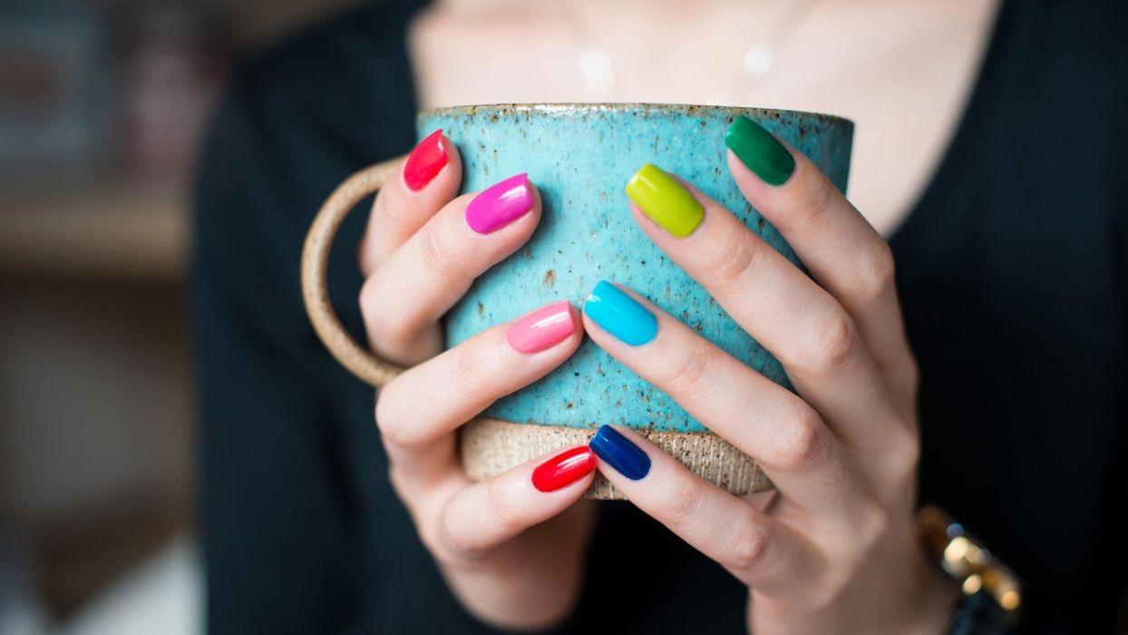Hands Nails Finger Mug Manicure Colorful Coffee Wallpaper