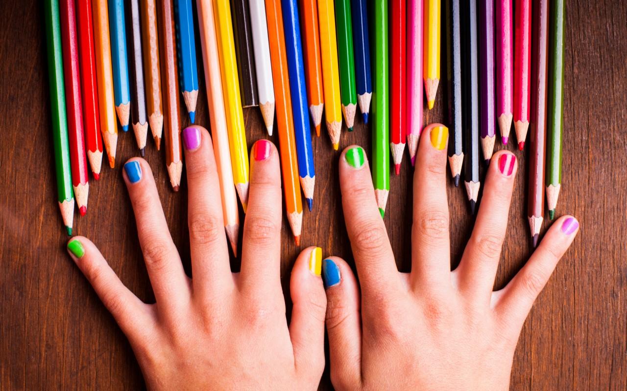 Colored Pencils Hands & Nails wallpaper. Colored Pencils Hands