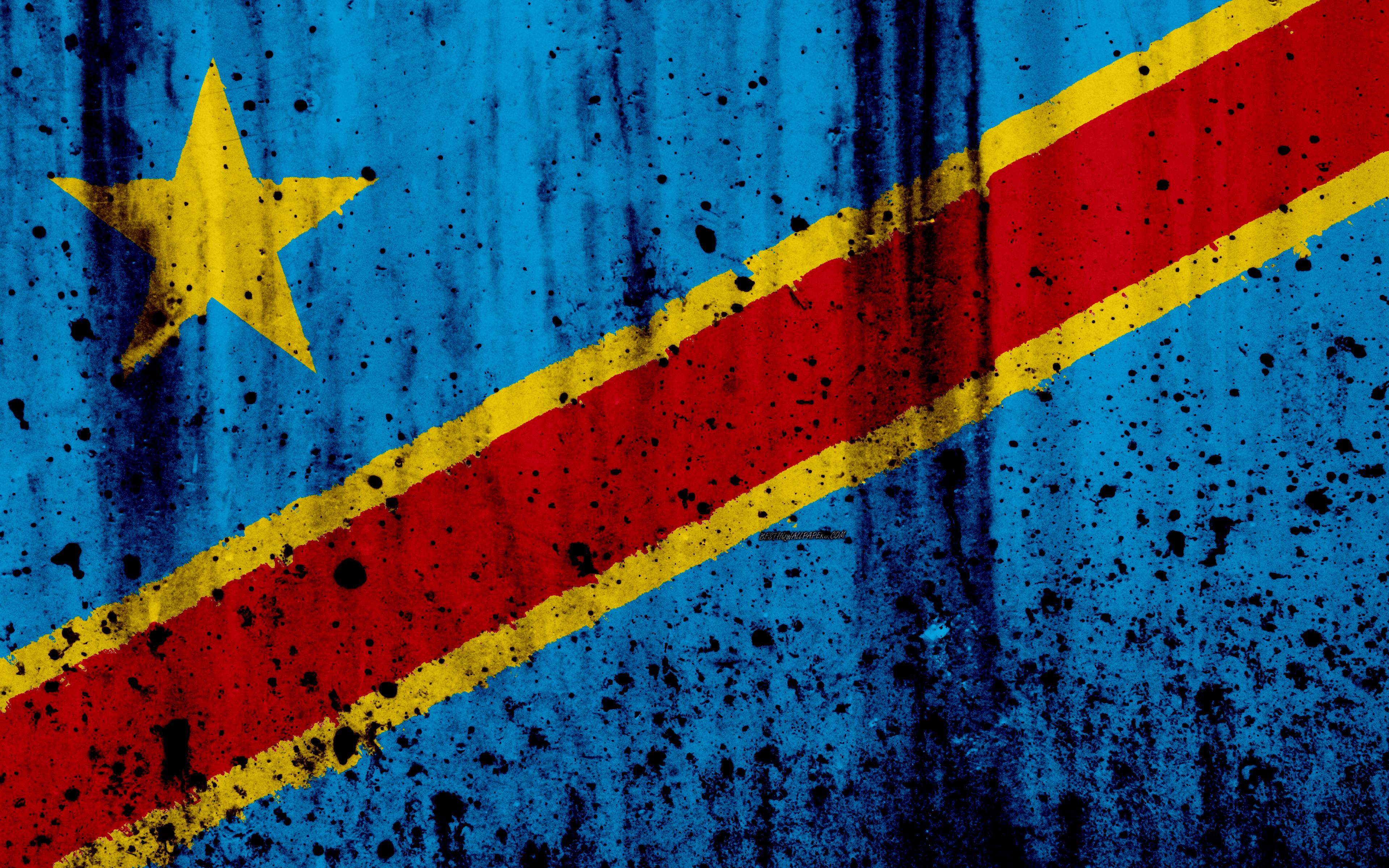 Download wallpaper Democratic Republic of the Congo flag, 4k