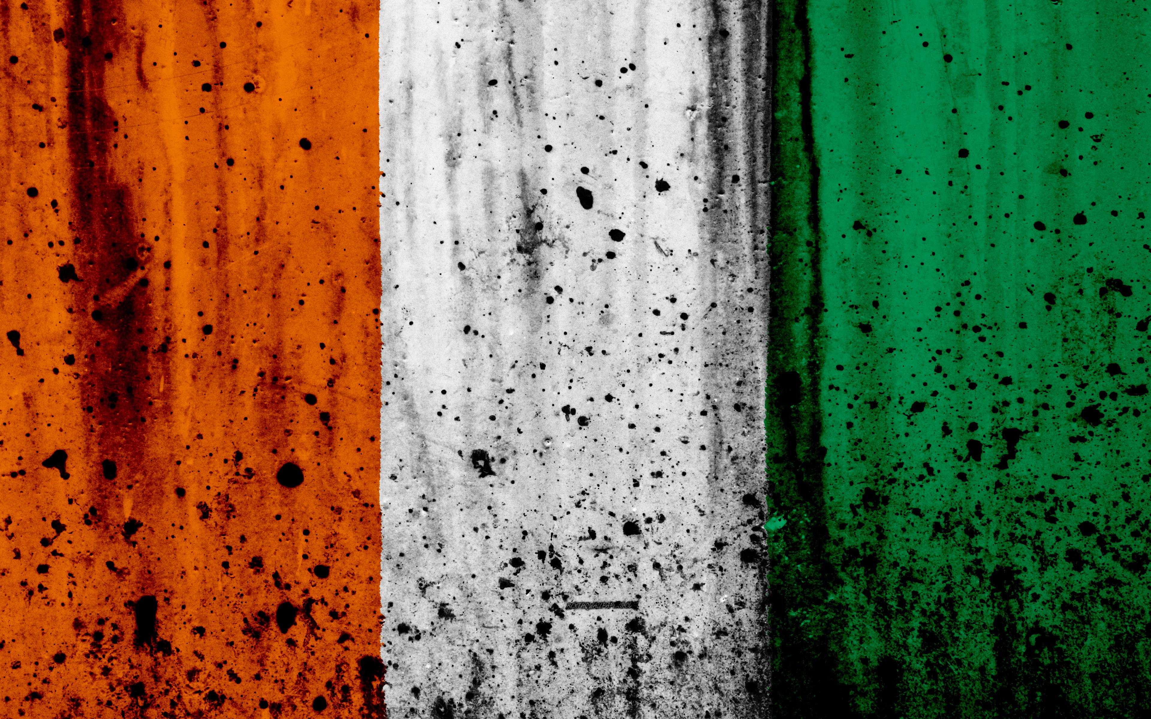 Download wallpaper Cote d Ivoire flag, 4k, grunge, flag of Cote d