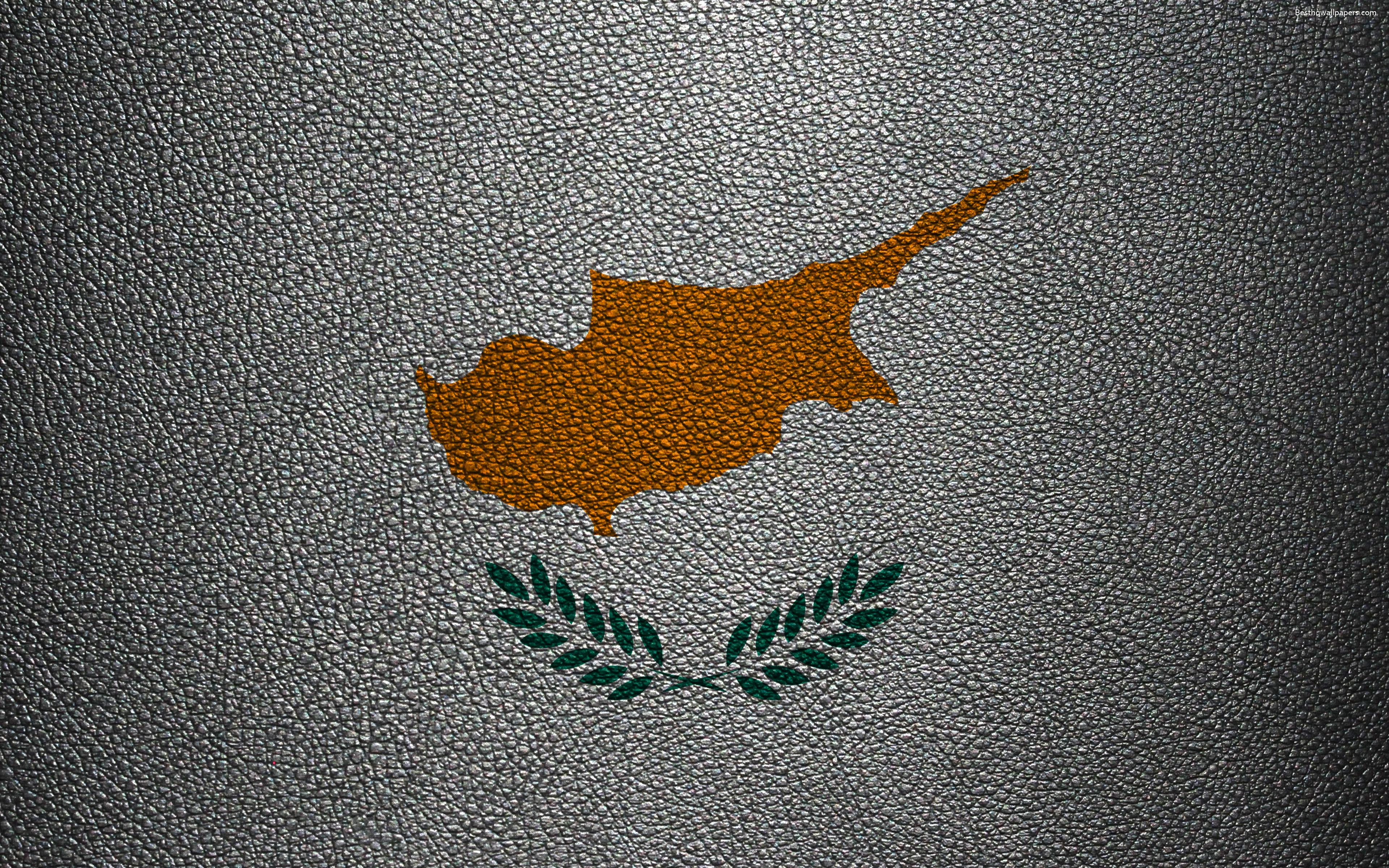 Download wallpaper Flag of Cyprus, 4k, leather texture, Cyprus flag