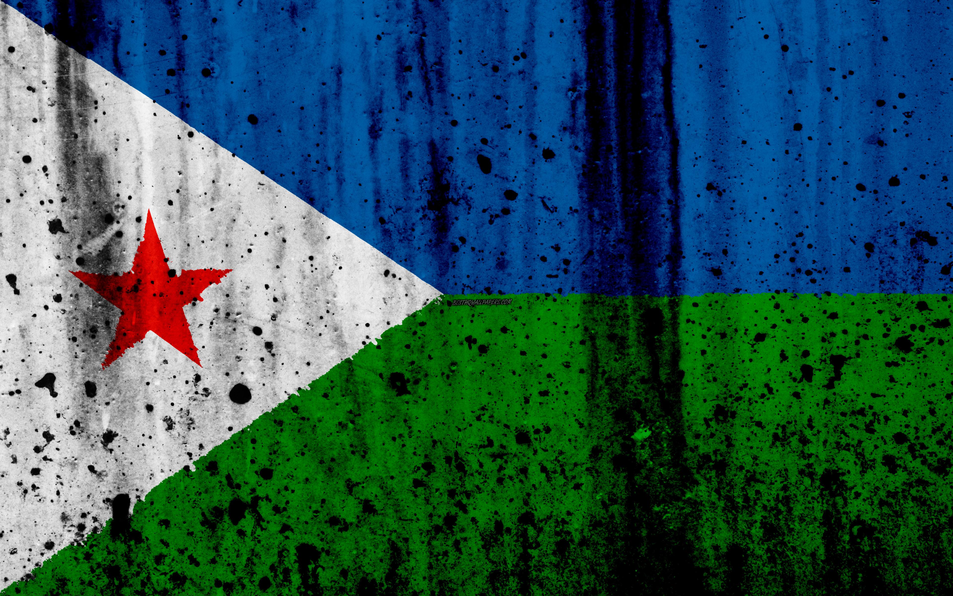 Download wallpaper Djibouti flag, 4k, grunge, flag of Djibouti