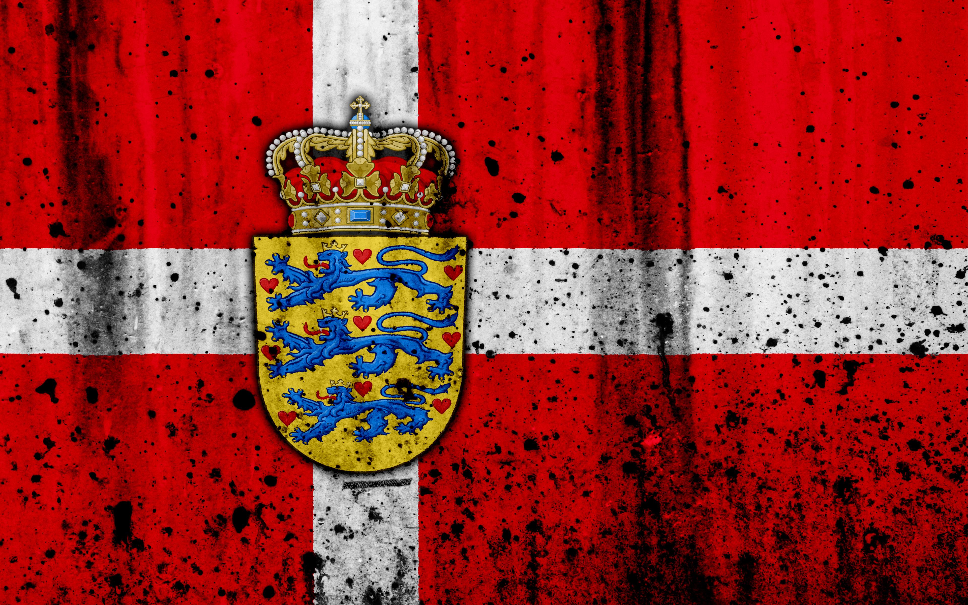Download wallpaper Danish flag, 4k, grunge, flag of Denmark, Europe