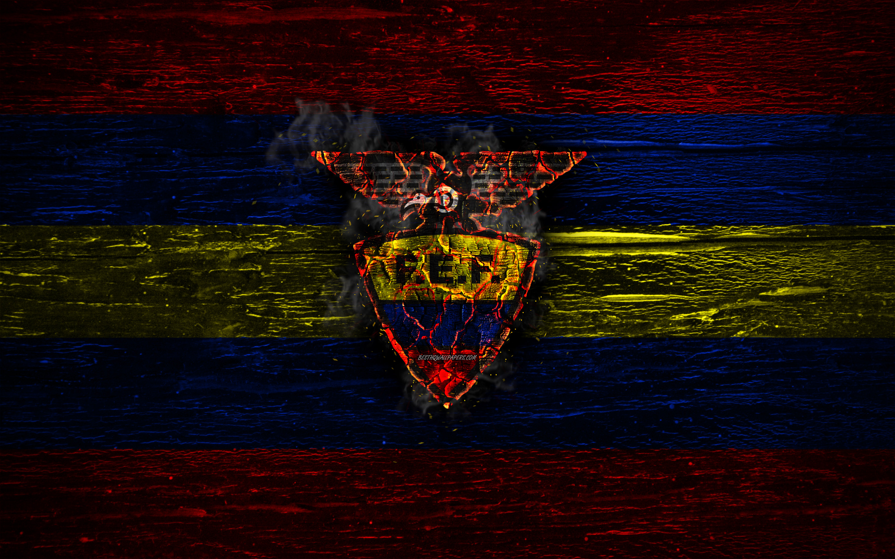 Download wallpaper Ecuador national football team, fire logo, flag