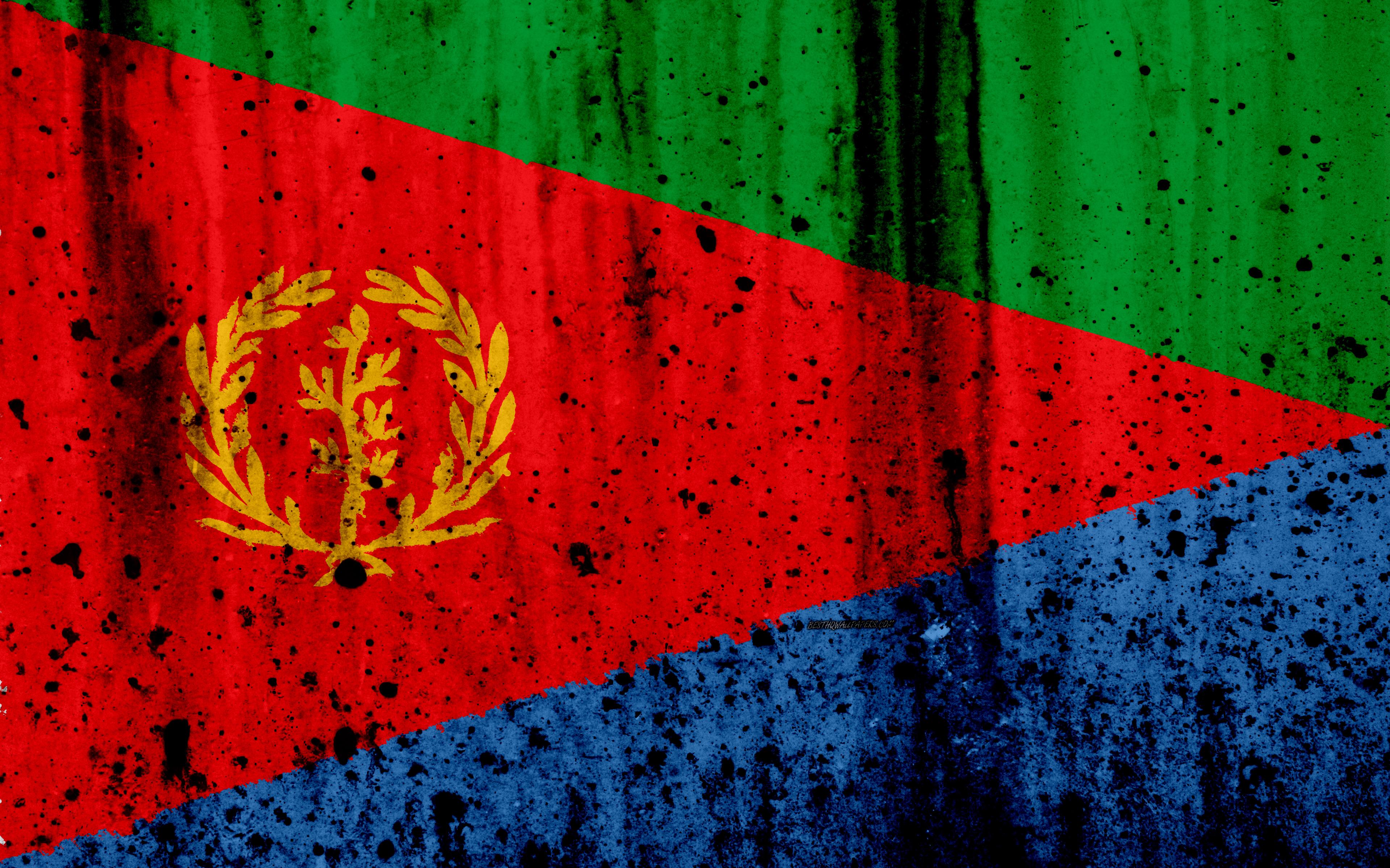 Download wallpaper Eritrea flag, 4k, grunge, flag of Eritrea