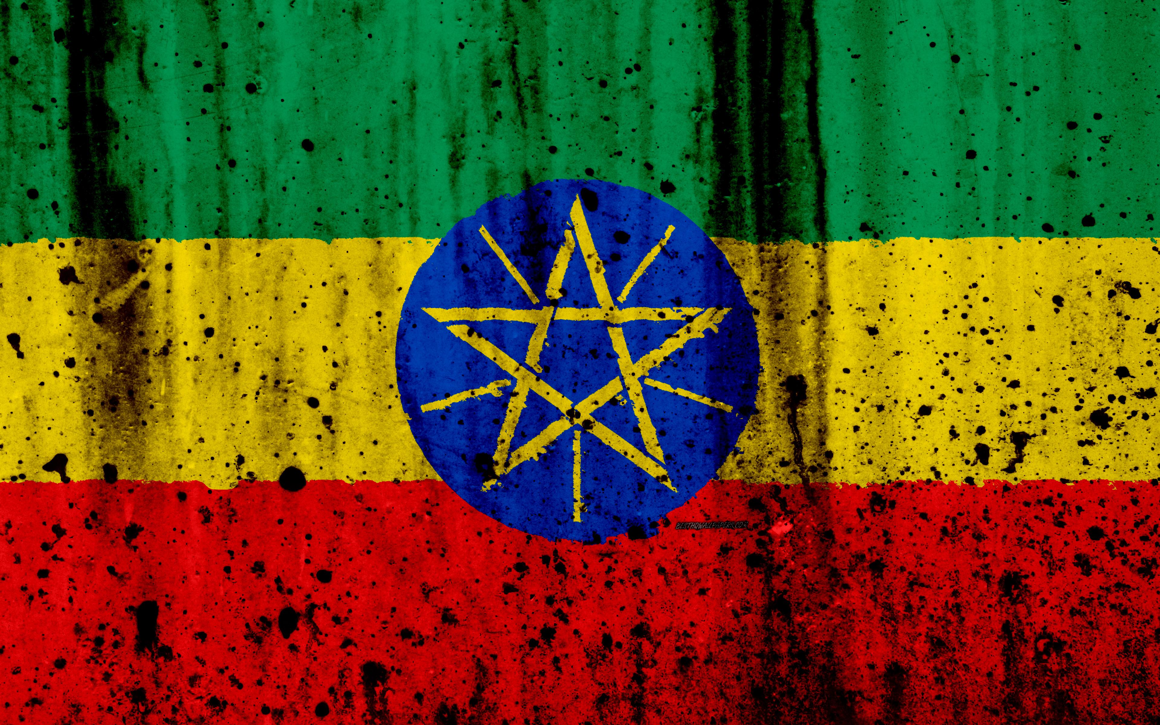 Download wallpaper Ethiopia flag, 4k, grunge, flag of Ethiopia