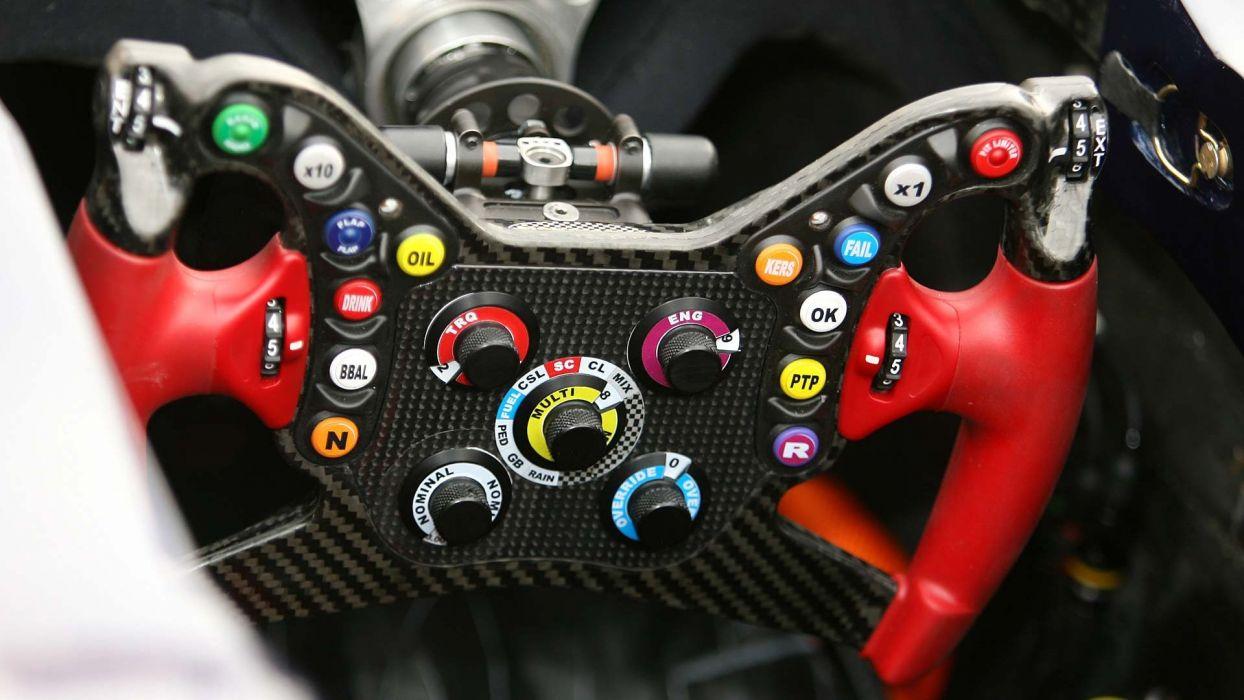 Formula One vehicles buttons car interiors steering wheel wallpaper