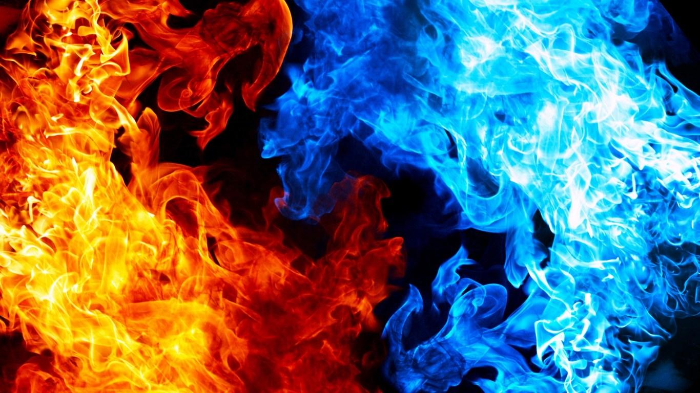 HD Background Red Yellow Blue Flame Texture Pattern Wallpaper