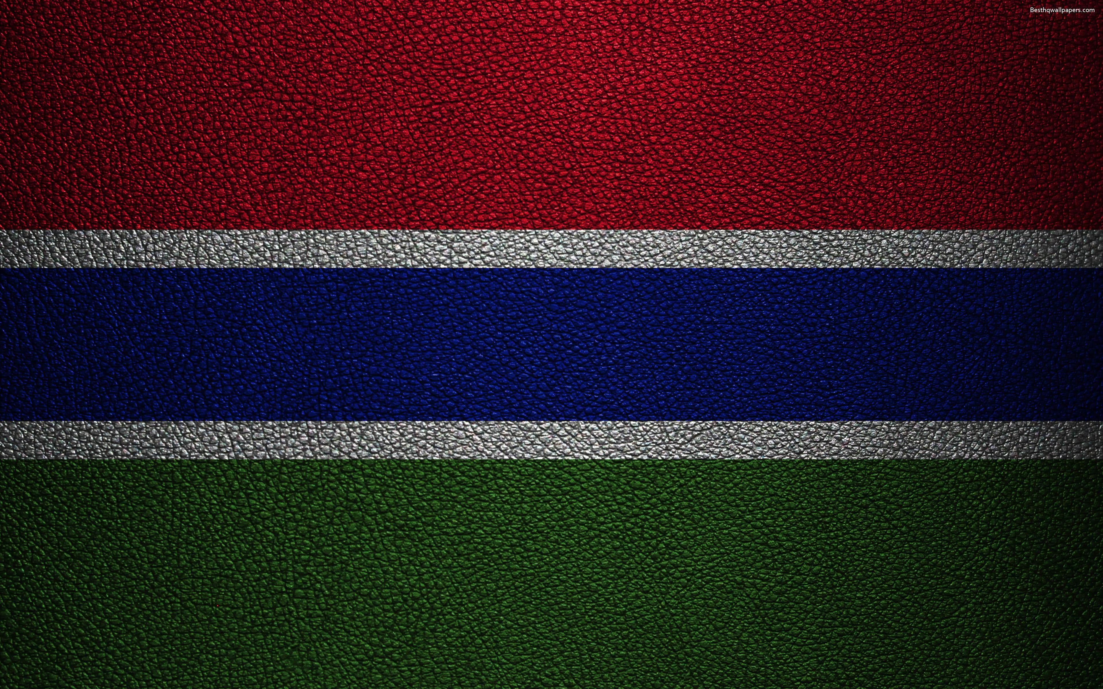Download wallpaper Flag of Gambia, leather texture, 4k, Gambian