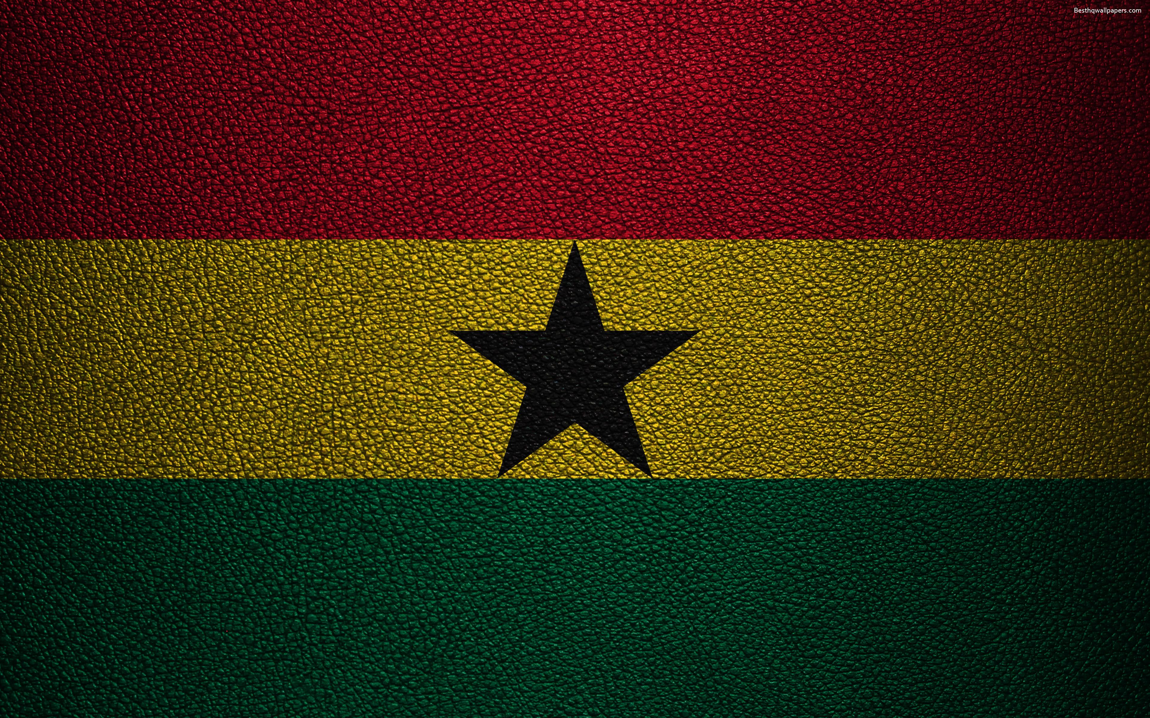 Download wallpaper Flag of Ghana, leather texture, 4k, Ghanaian