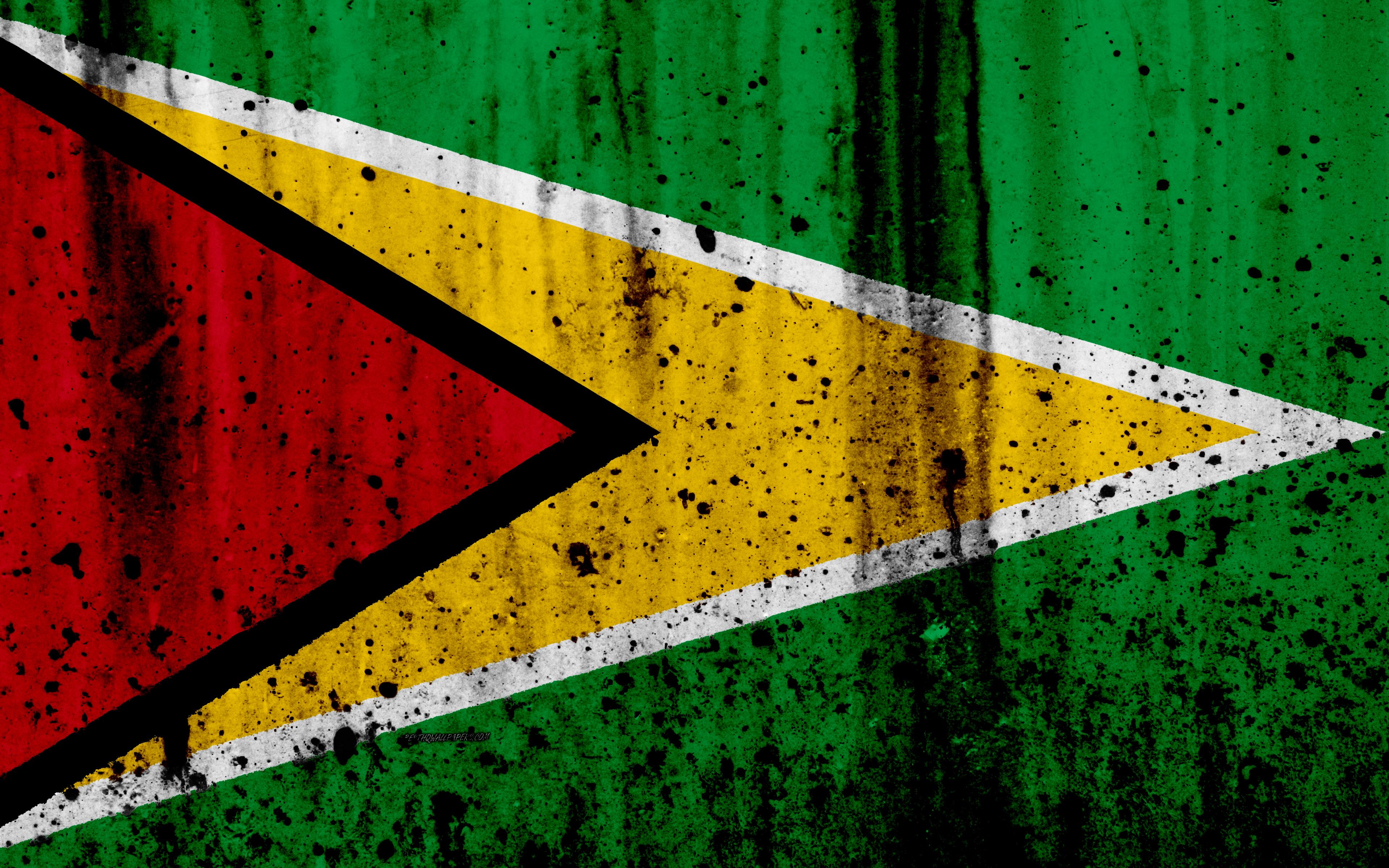 Download wallpaper Guyana flag, 4к, grunge, South America, flag