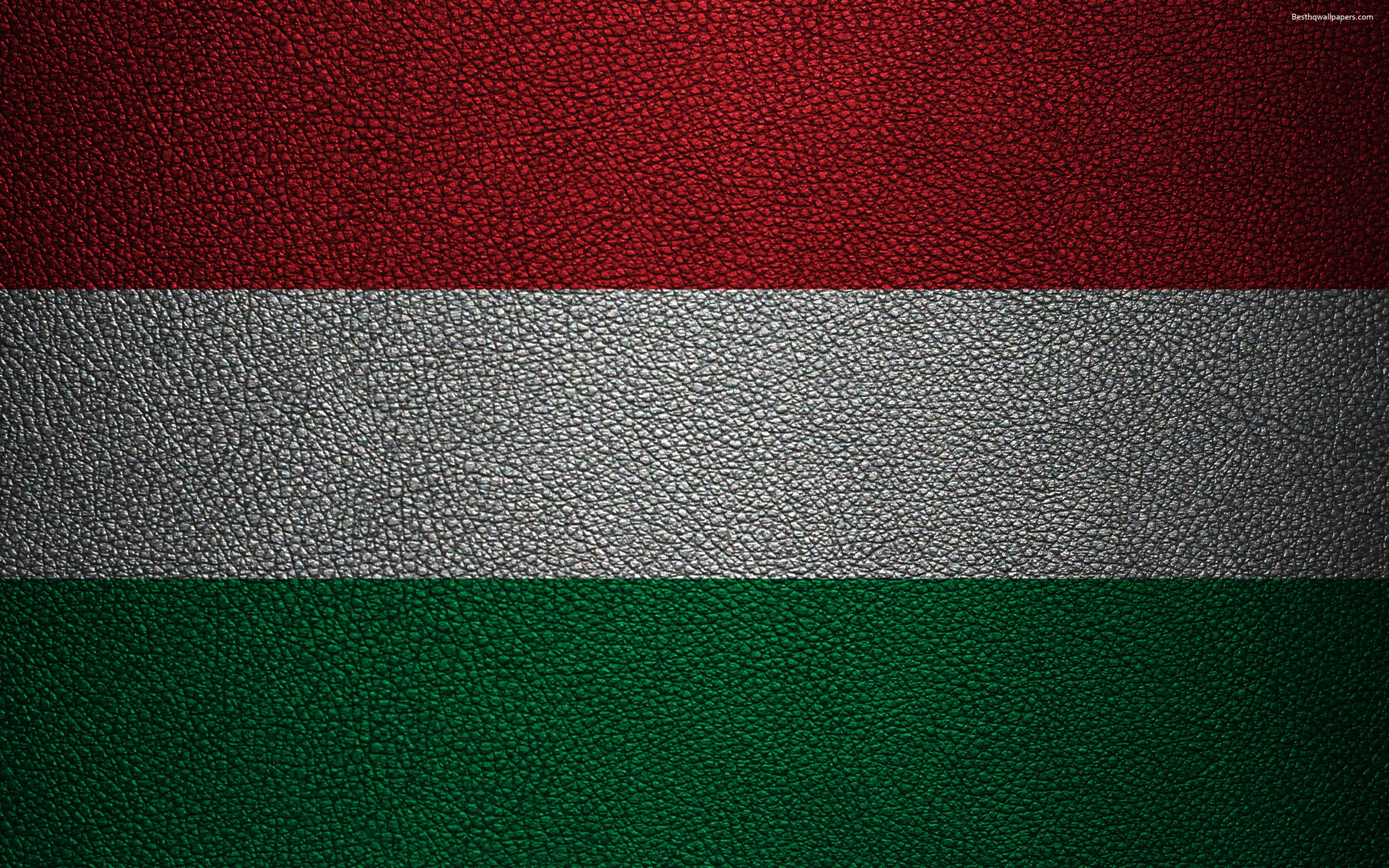 Download wallpaper Flag of Hungary, 4k, leather texture, Hungarian flag, Europe, flags of Europe, Hungary for desktop with resolution 3840x2400. High Quality HD picture wallpaper